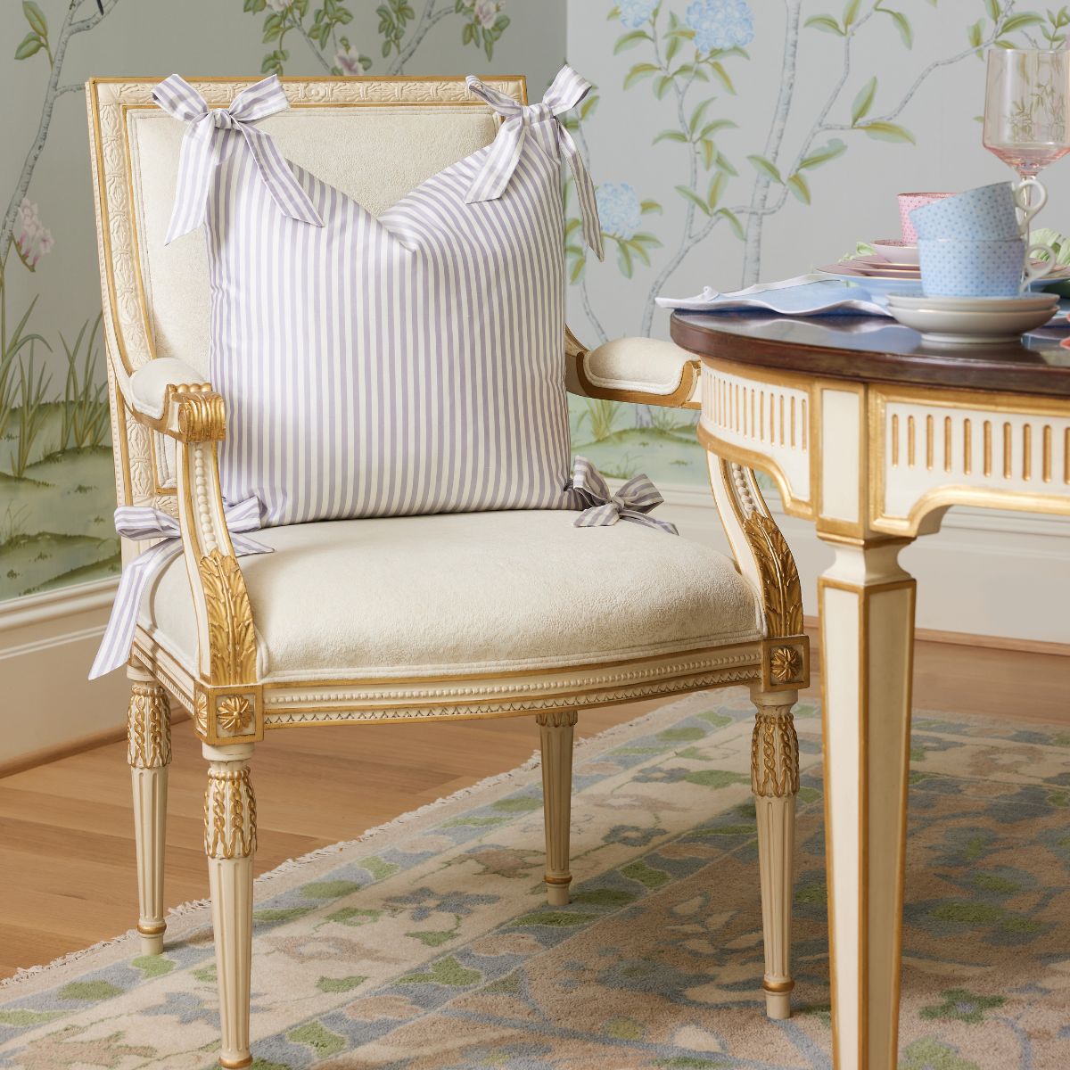 Noelle Bow Pillow Cover in Lilac