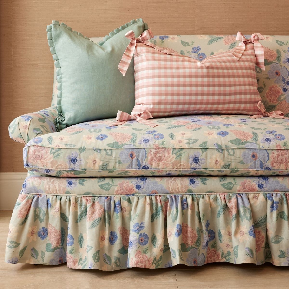 Sage Nimes Bouquet Loveseat