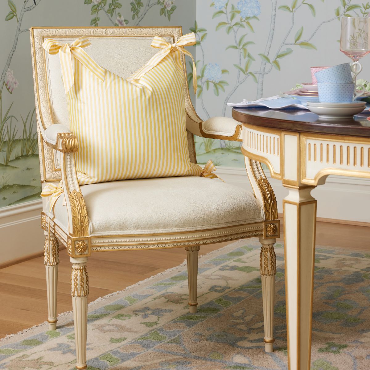 Noelle Bow Pillow Cover in Lemon