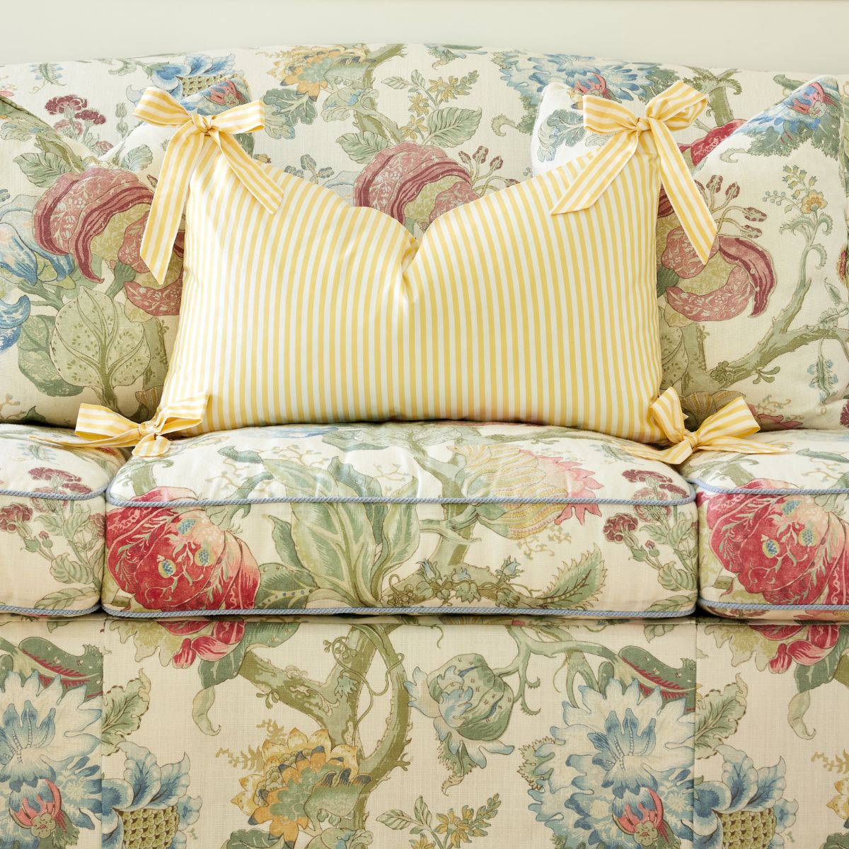Noelle Bow Pillow Cover in Lemon