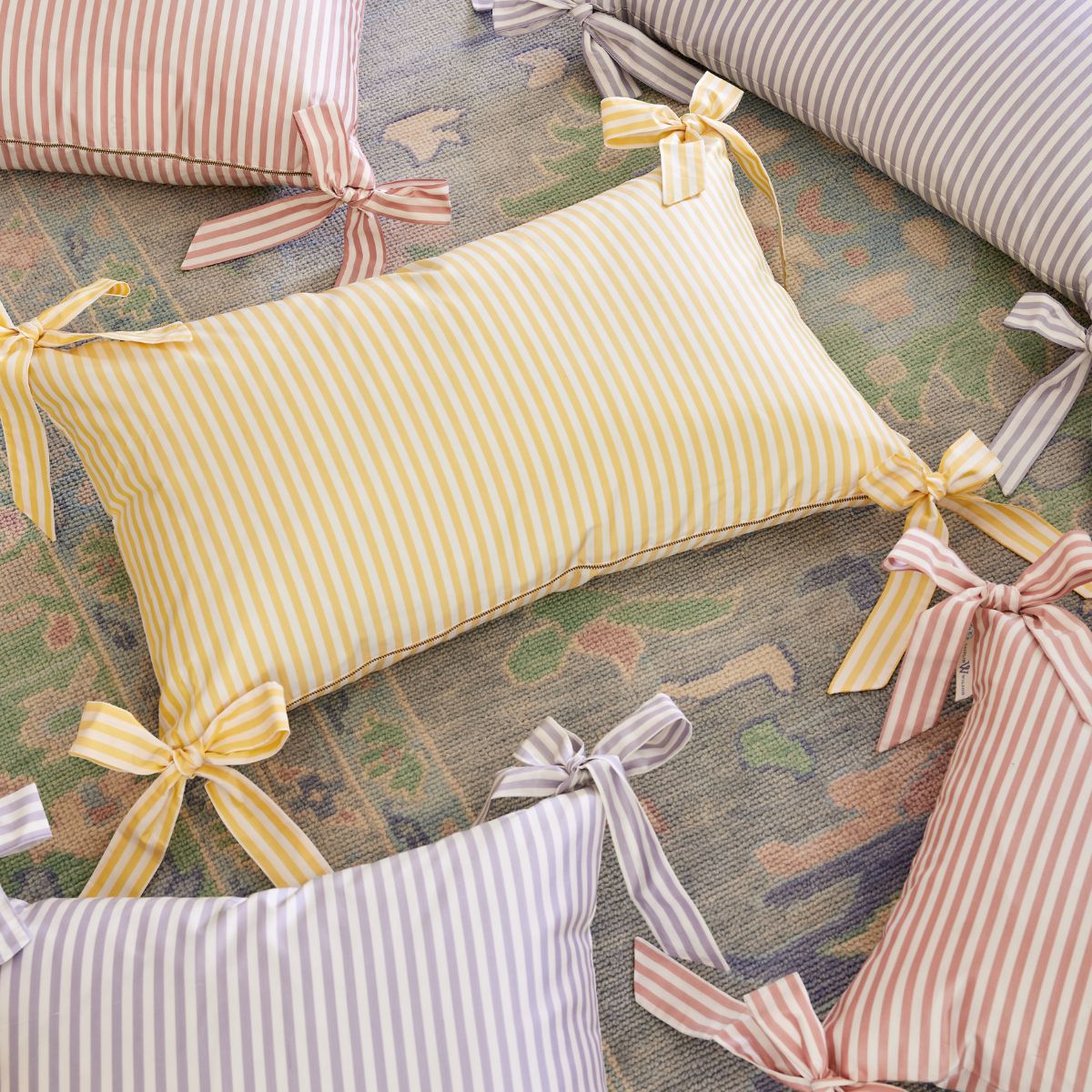 Noelle Bow Pillow Cover in Lemon