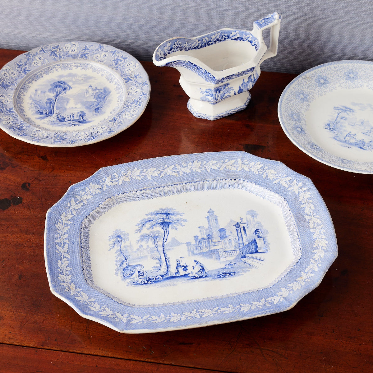 Pastoral Day Dream Blue and White Platter V - Caitlin Wilson Designs