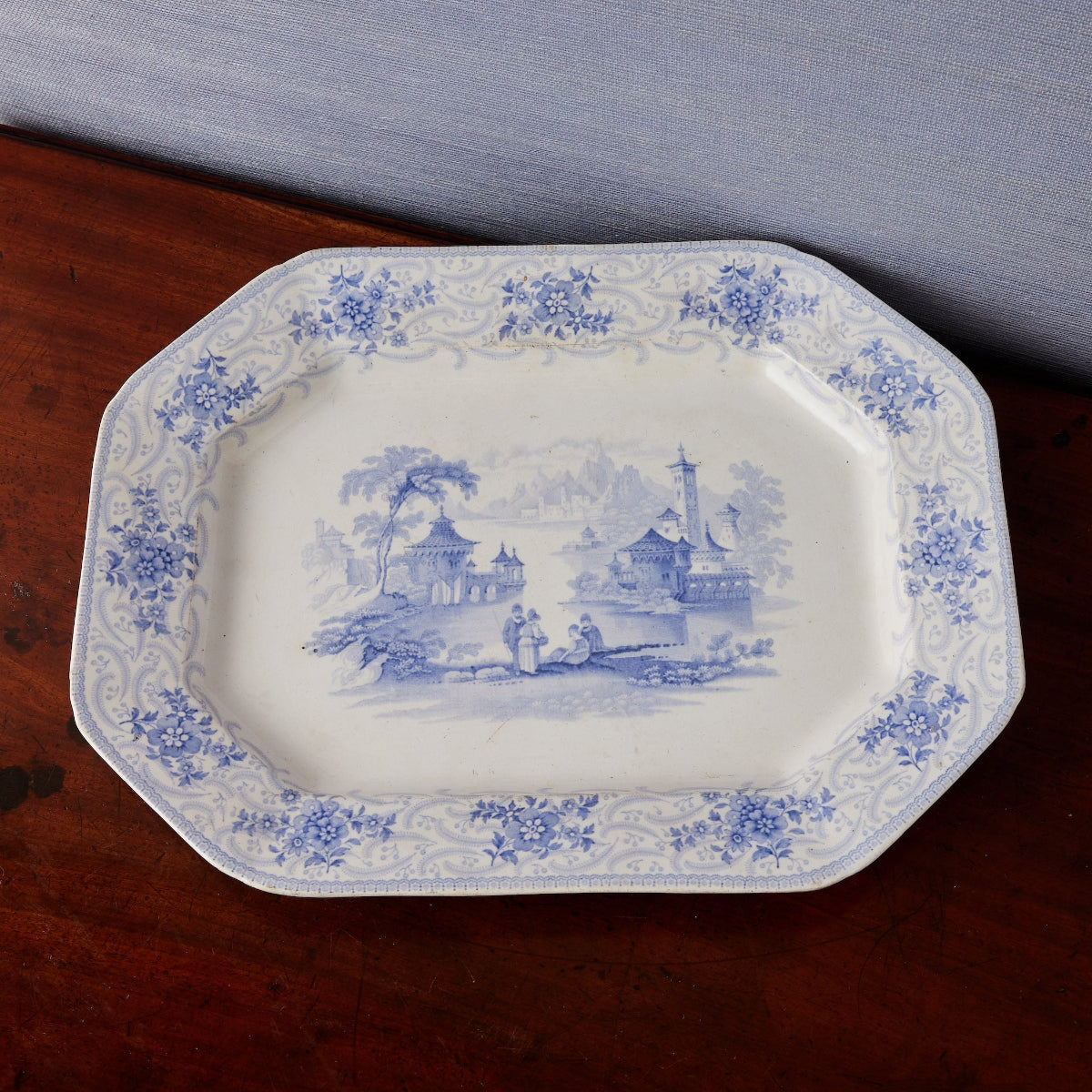 Pastoral Day Dream Blue and White Platter IV - Caitlin Wilson Designs