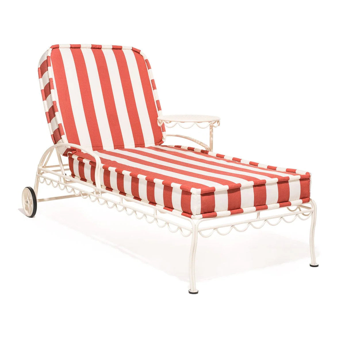 The Al Fresco Sun Lounger in Crew Le Sirenuse Stripe | Antique White Frame - Caitlin Wilson Design