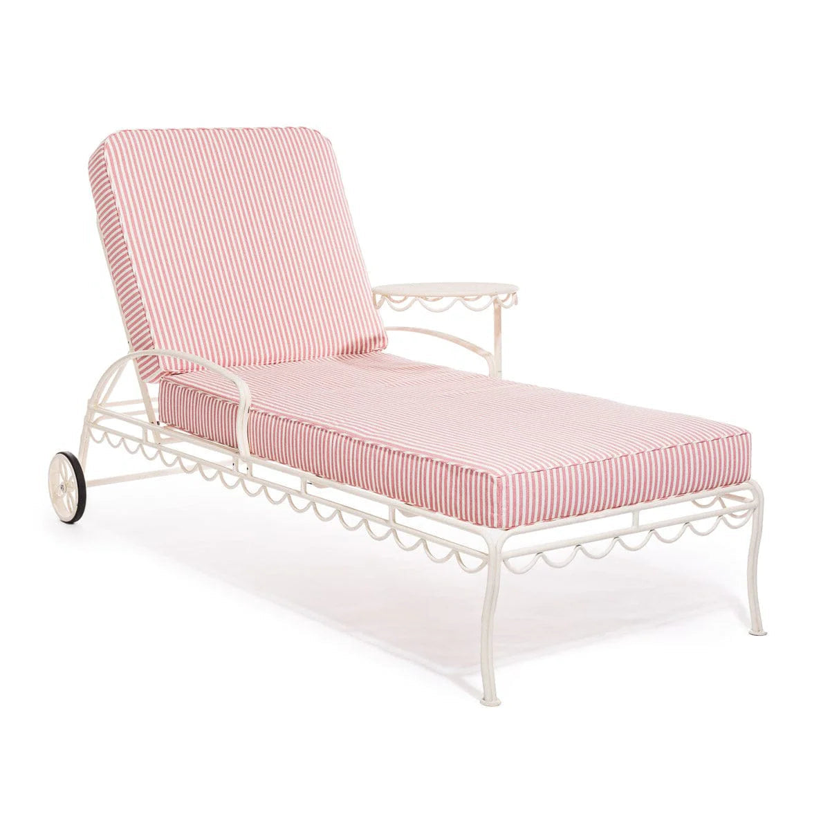 The Al Fresco Sun Lounger in Lauren's Pink Stripe | Antique White Frame - Caitlin Wilson Design