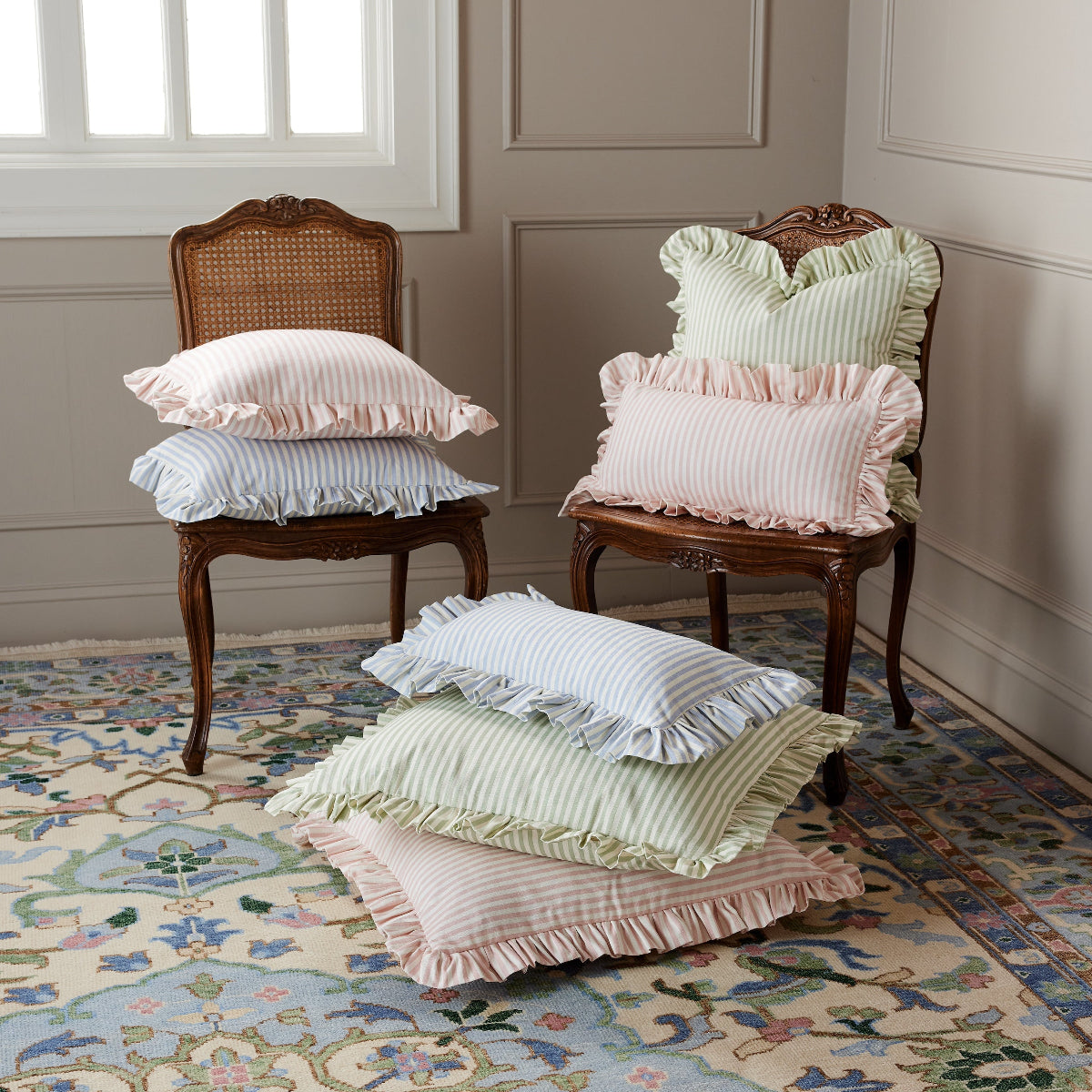 Carolina Stripe Pillow in Palm Green - Caitlin Wilson Designs