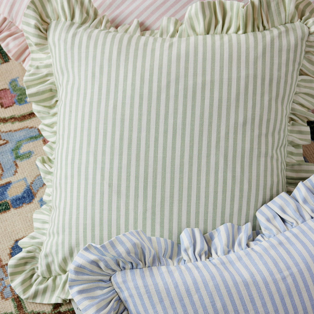 Carolina Stripe Pillow in Palm Green - Caitlin Wilson Designs