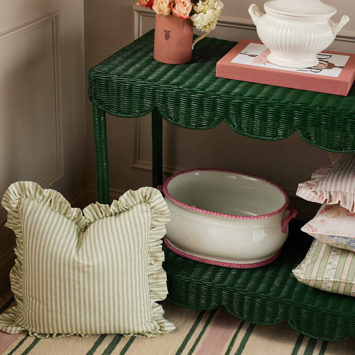 Carolina Stripe Pillow in Palm Green - Caitlin Wilson Designs