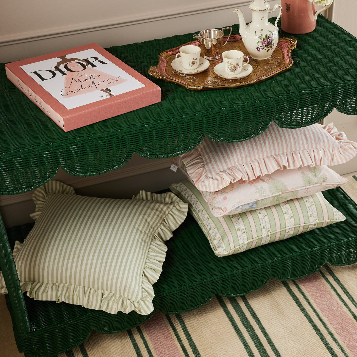 Carolina Stripe Pillow in Palm Green - Caitlin Wilson Designs