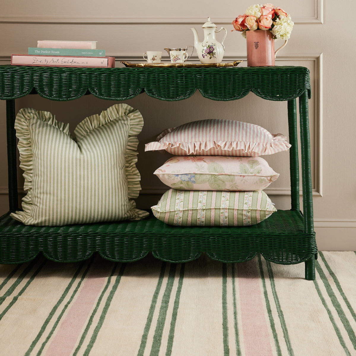 Carolina Stripe Pillow in Palm Green - Caitlin Wilson Designs