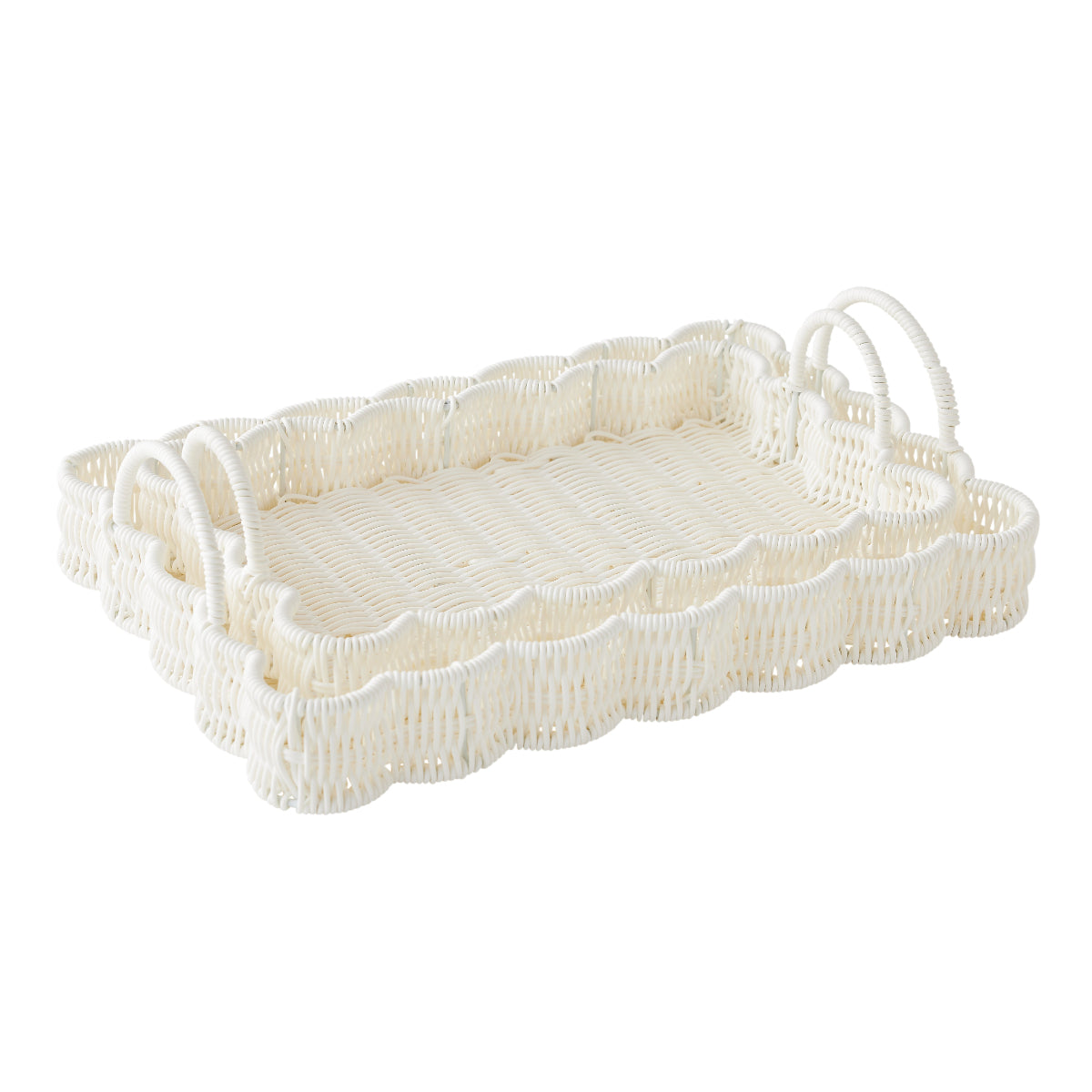 Wicker Tray Set - White - Caitlin Wilson Design