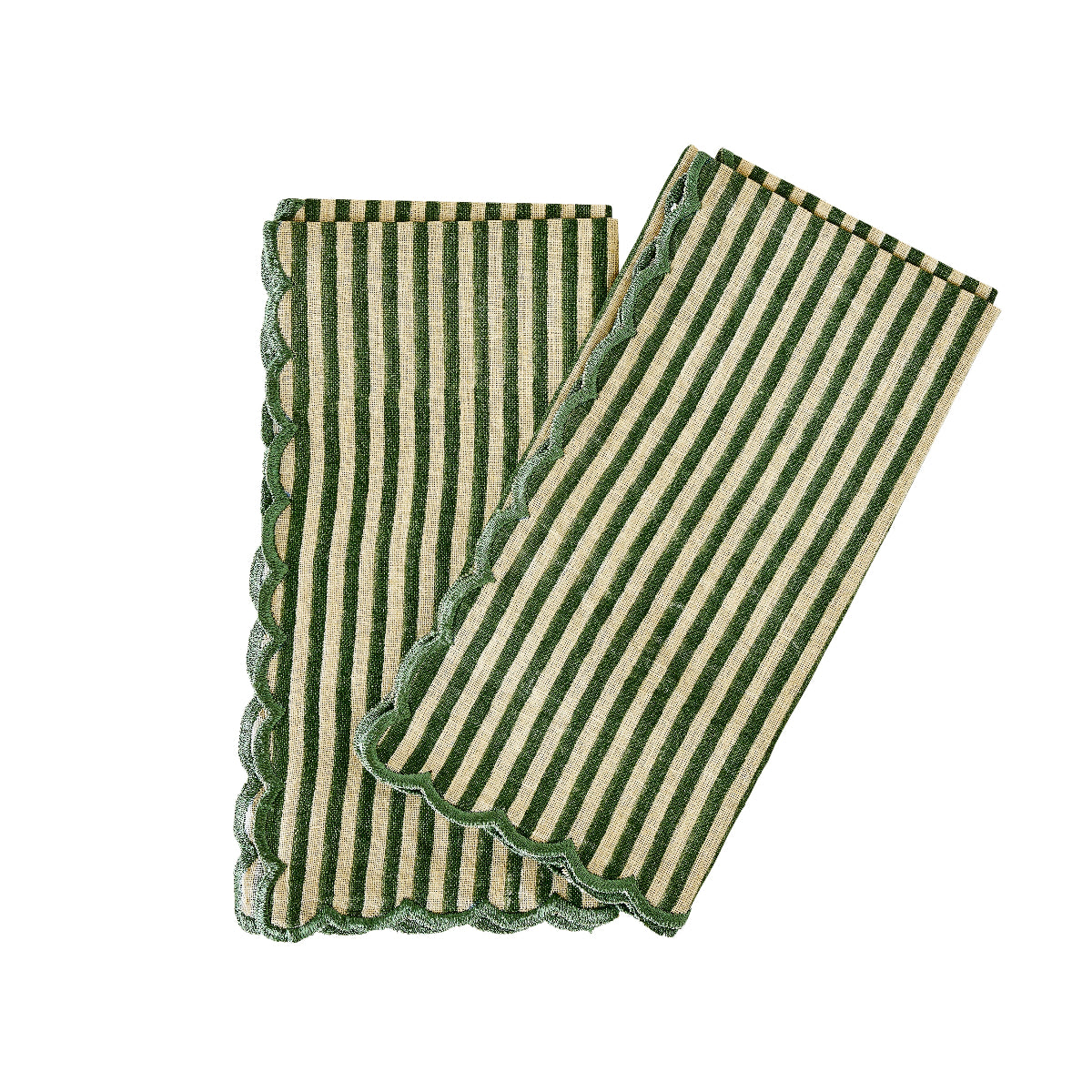 Green Stripe Scallop Napkin- Caitlin Wilson Design