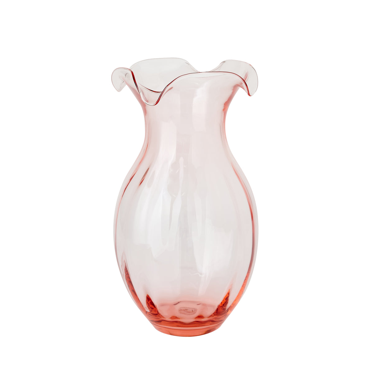 Large Ruffle Rim Vase in Blush