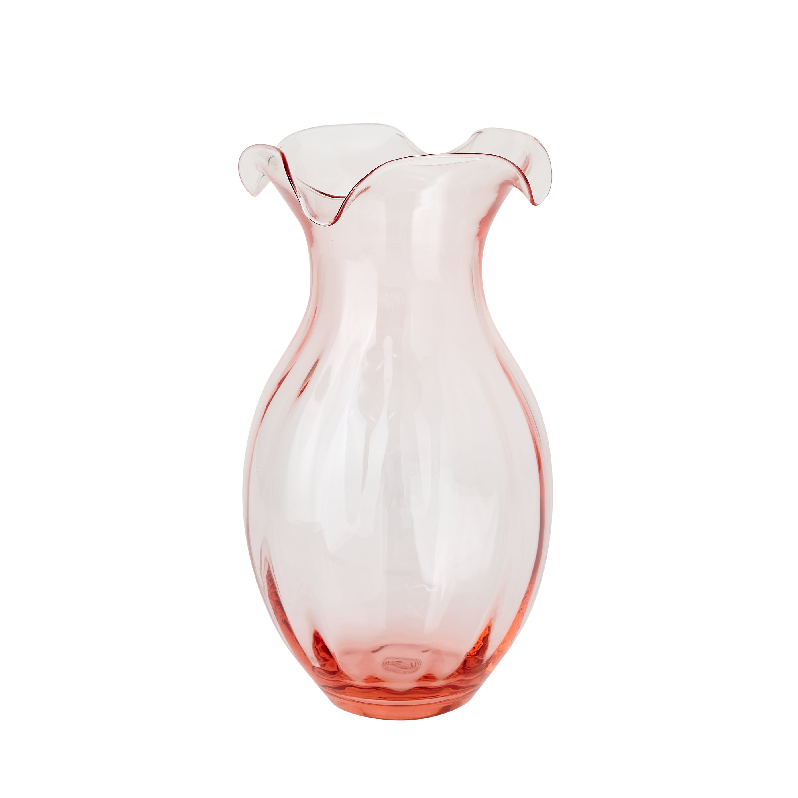 Large Ruffle Rim Vase in Blush