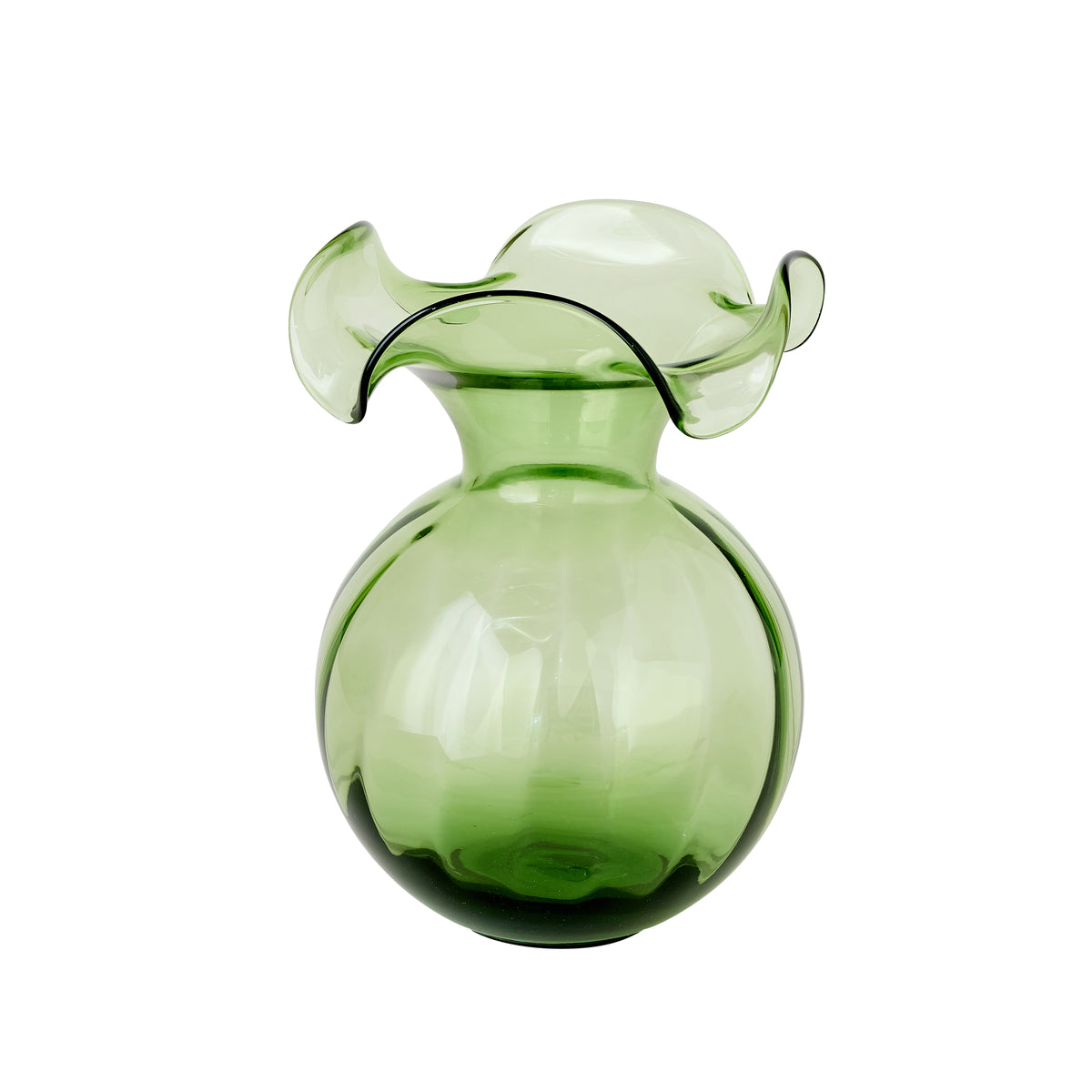Medium Ruffled Rim Vase in Green