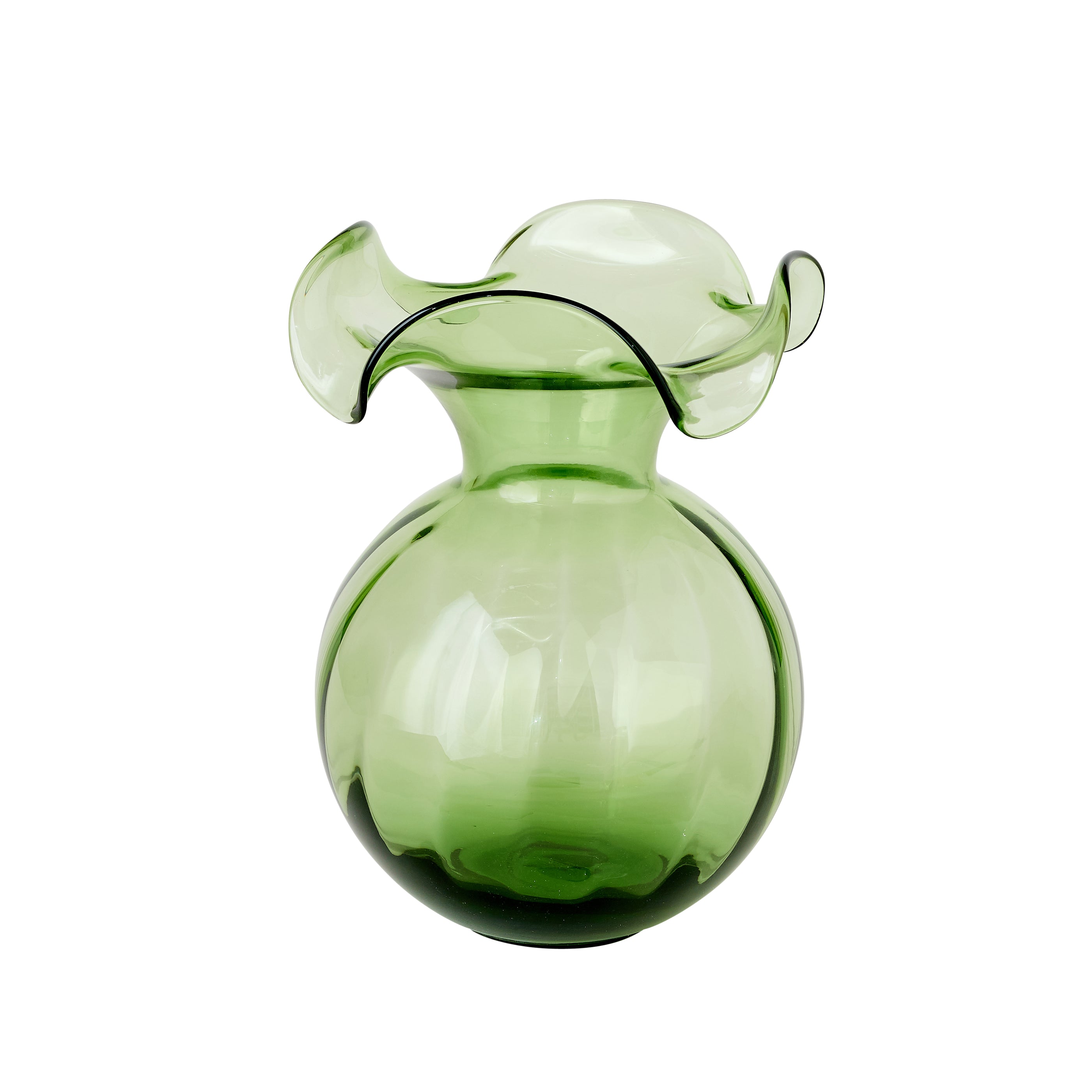 Medium Ruffled Rim Vase in Green