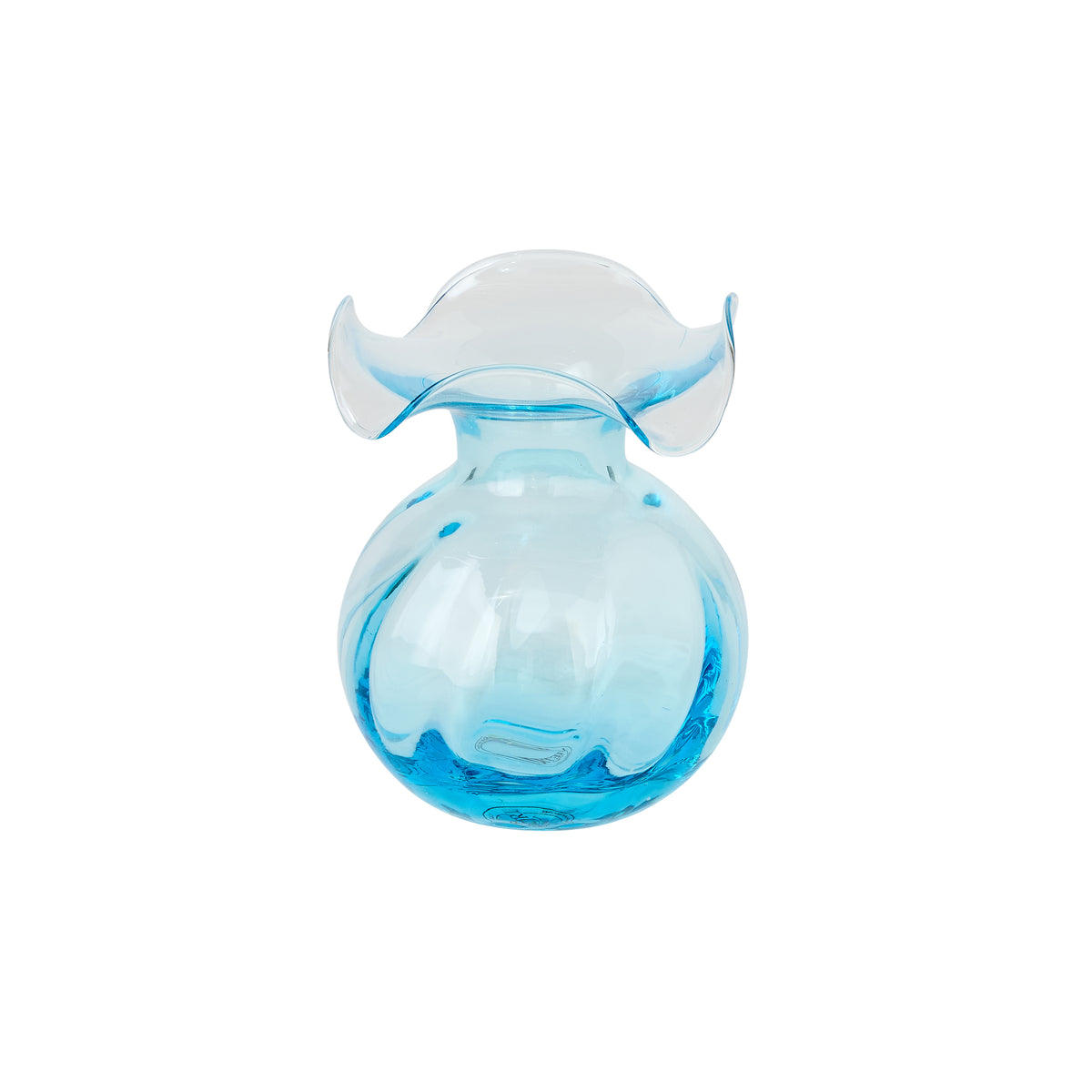 Mini Ruffled Rim Bud Vase in Aqua