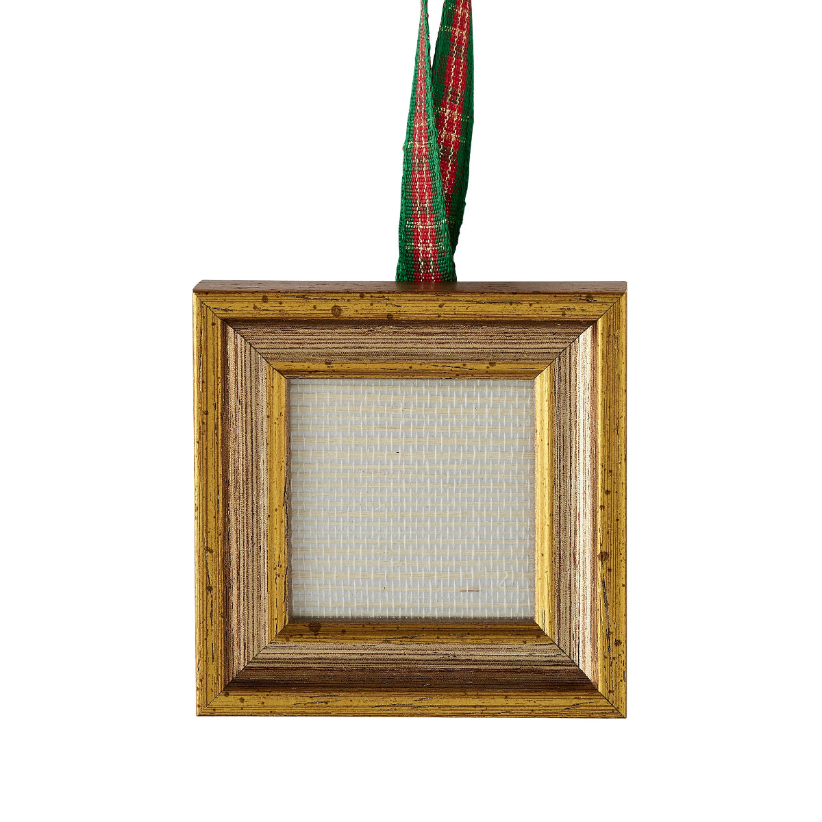 Florentine Frame Ornament - Silver/Gold on Plaid Ribbon - Caitlin Wilson Design