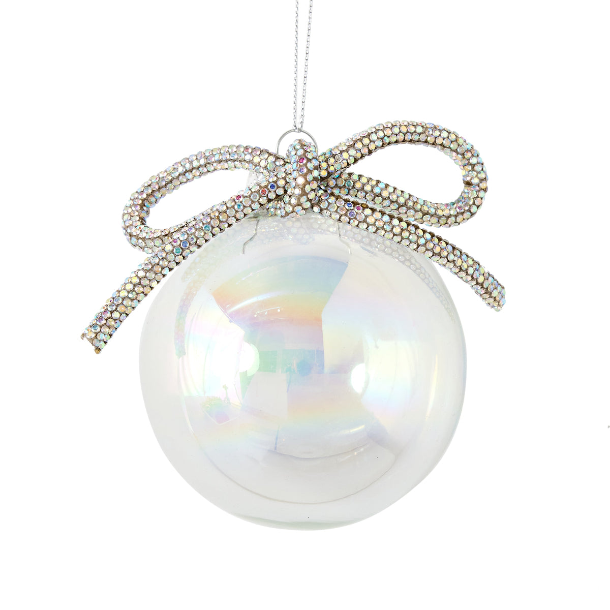 Glitzy Bow Ornament Clear w/ Silver - Caitlin Wilson Design
