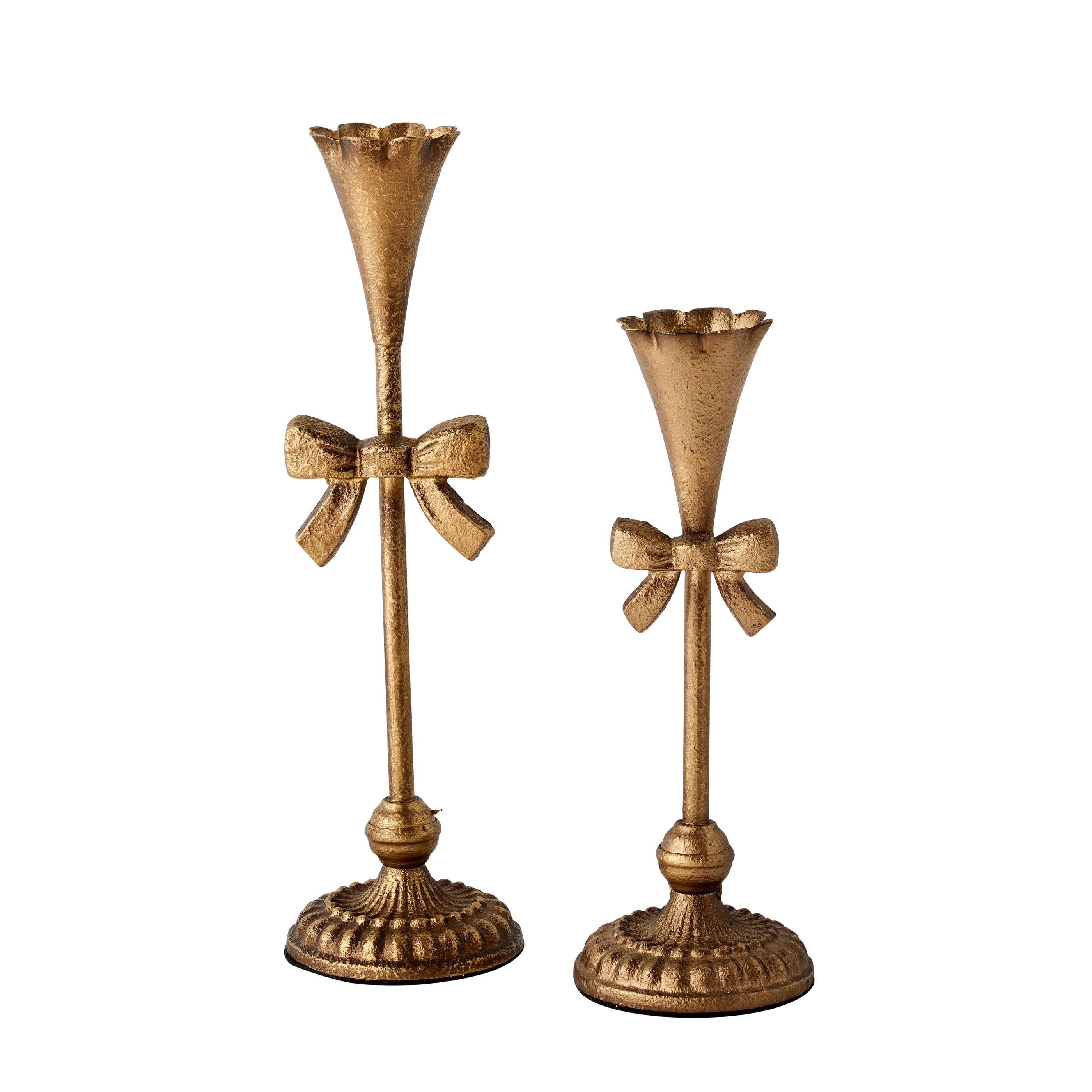 Gold Bow Candlesticks Set of 2 - Caitlin Wilson Design
