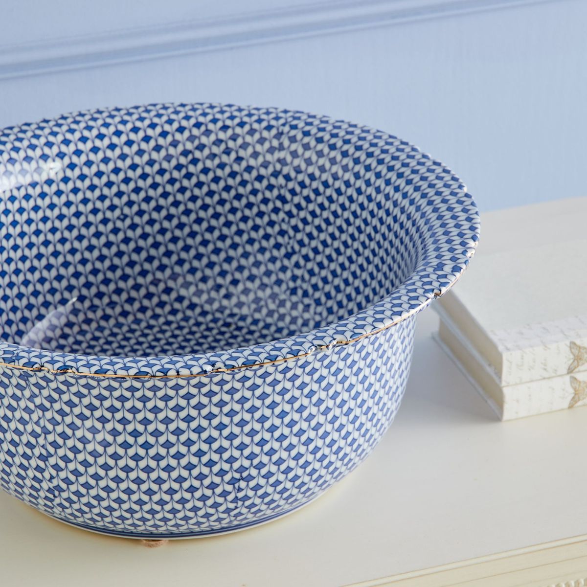 Large Azure Porcelain Bowl