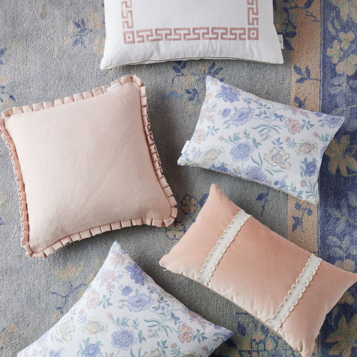 Sky Blue Garden Pillow Cover