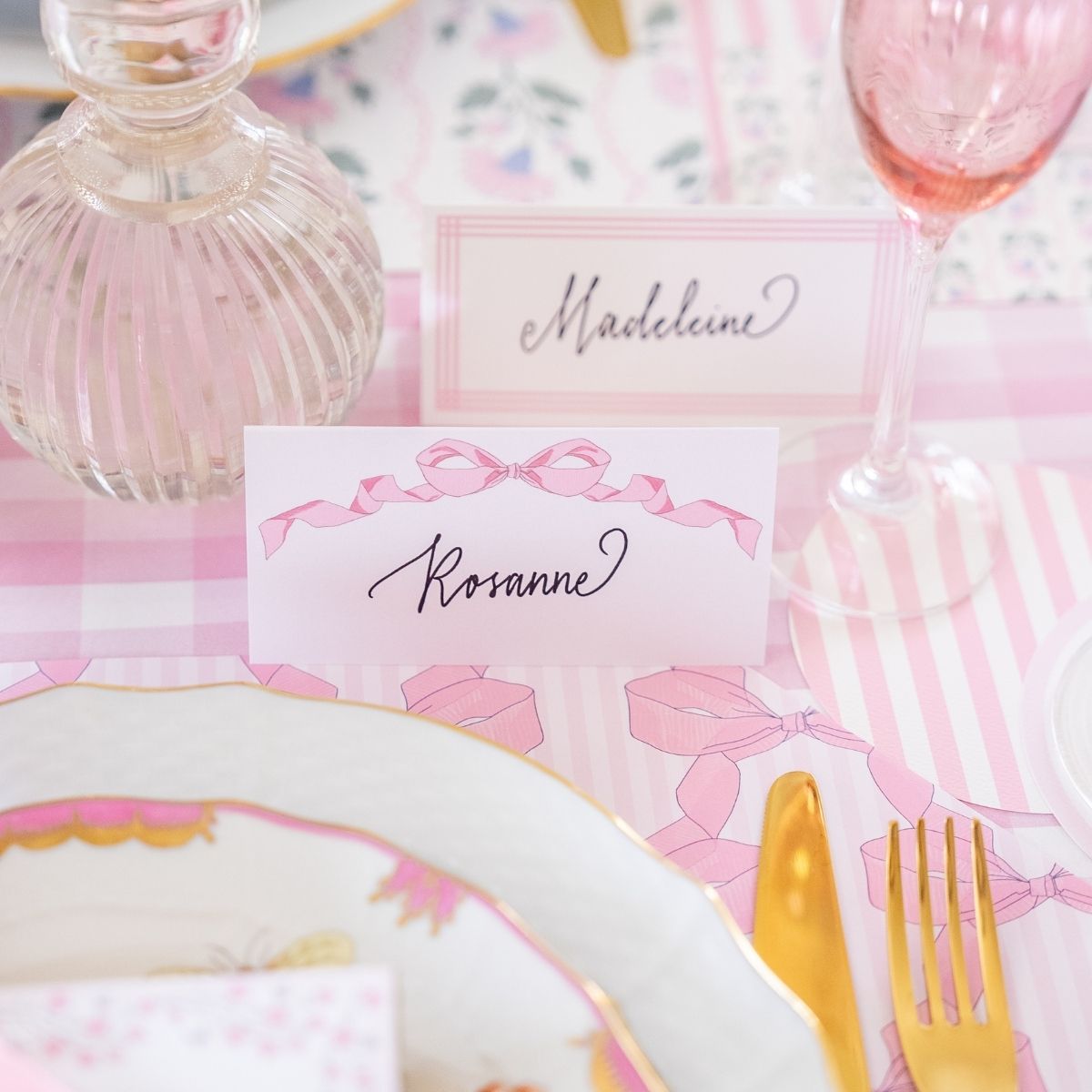 Pink Border Placecards