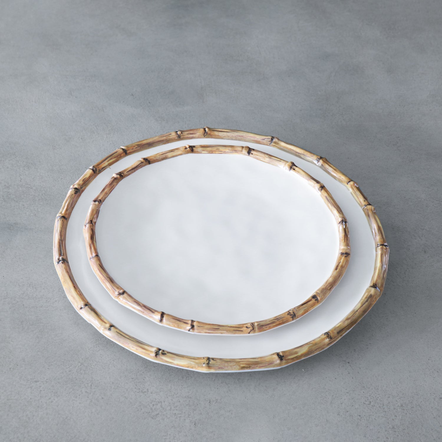 VIDA Bamboo 11" Dinner Plate Set of 4 (White and Natural)
