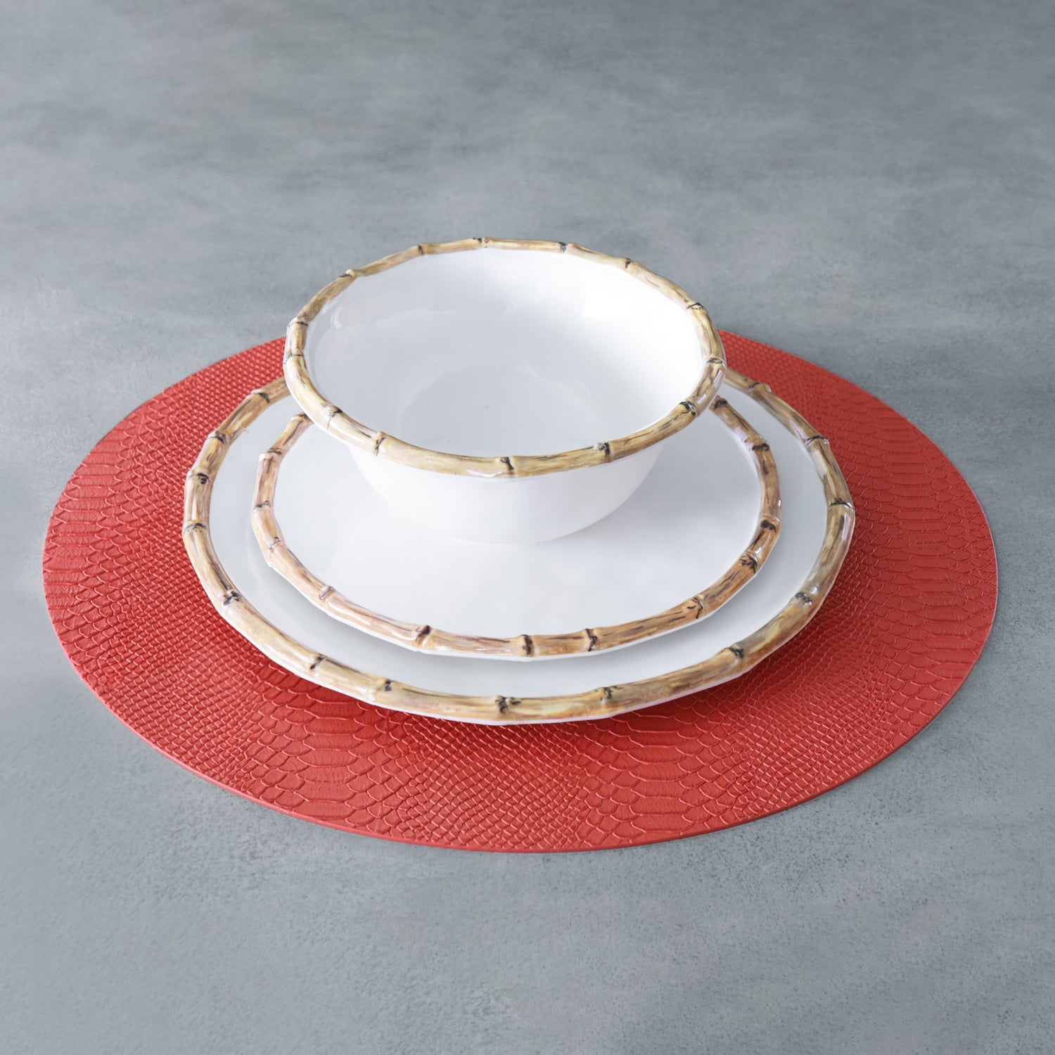 VIDA Bamboo 11" Dinner Plate Set of 4 (White and Natural)
