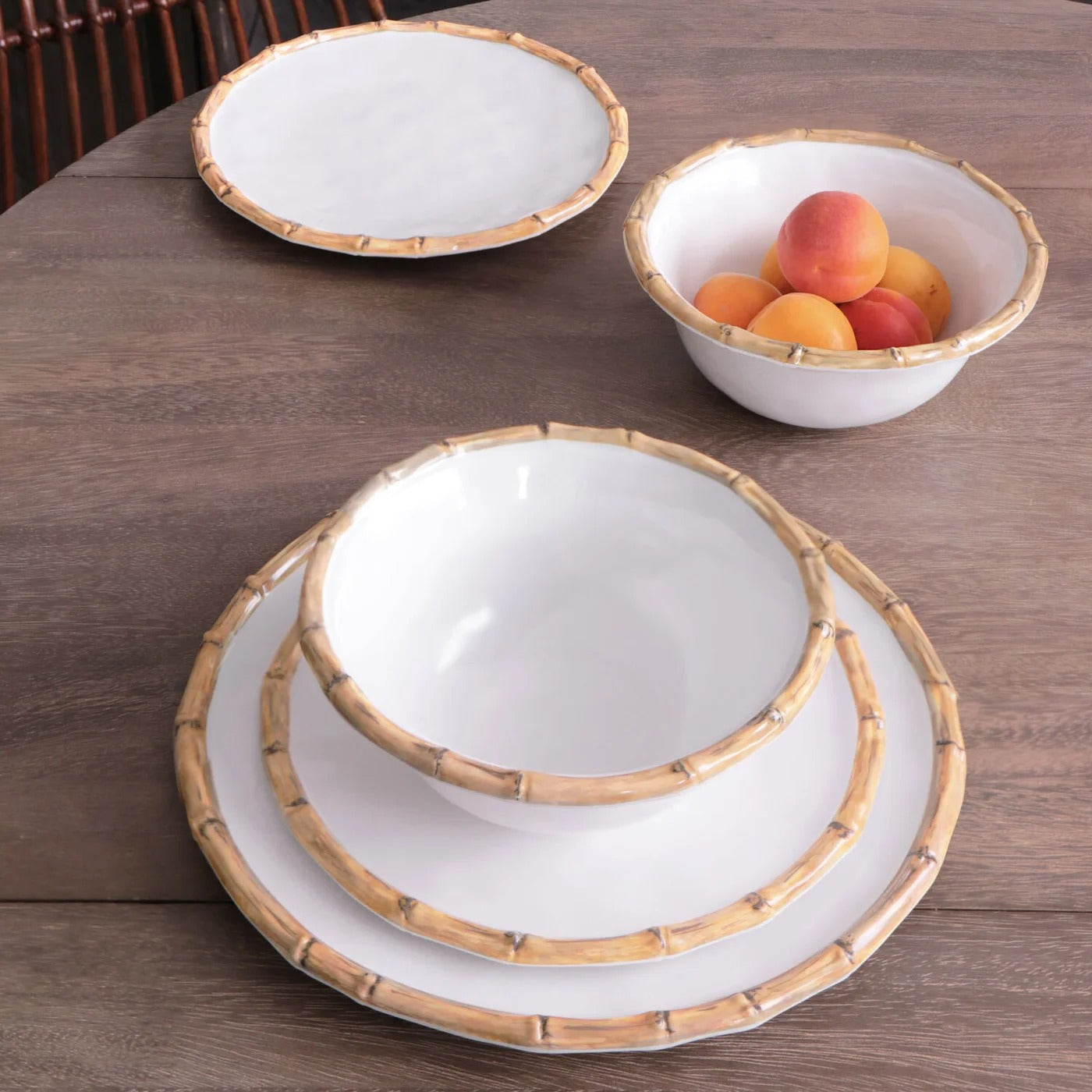 VIDA Bamboo 7.5" Cereal Bowl Set of 4 (White and Natural)