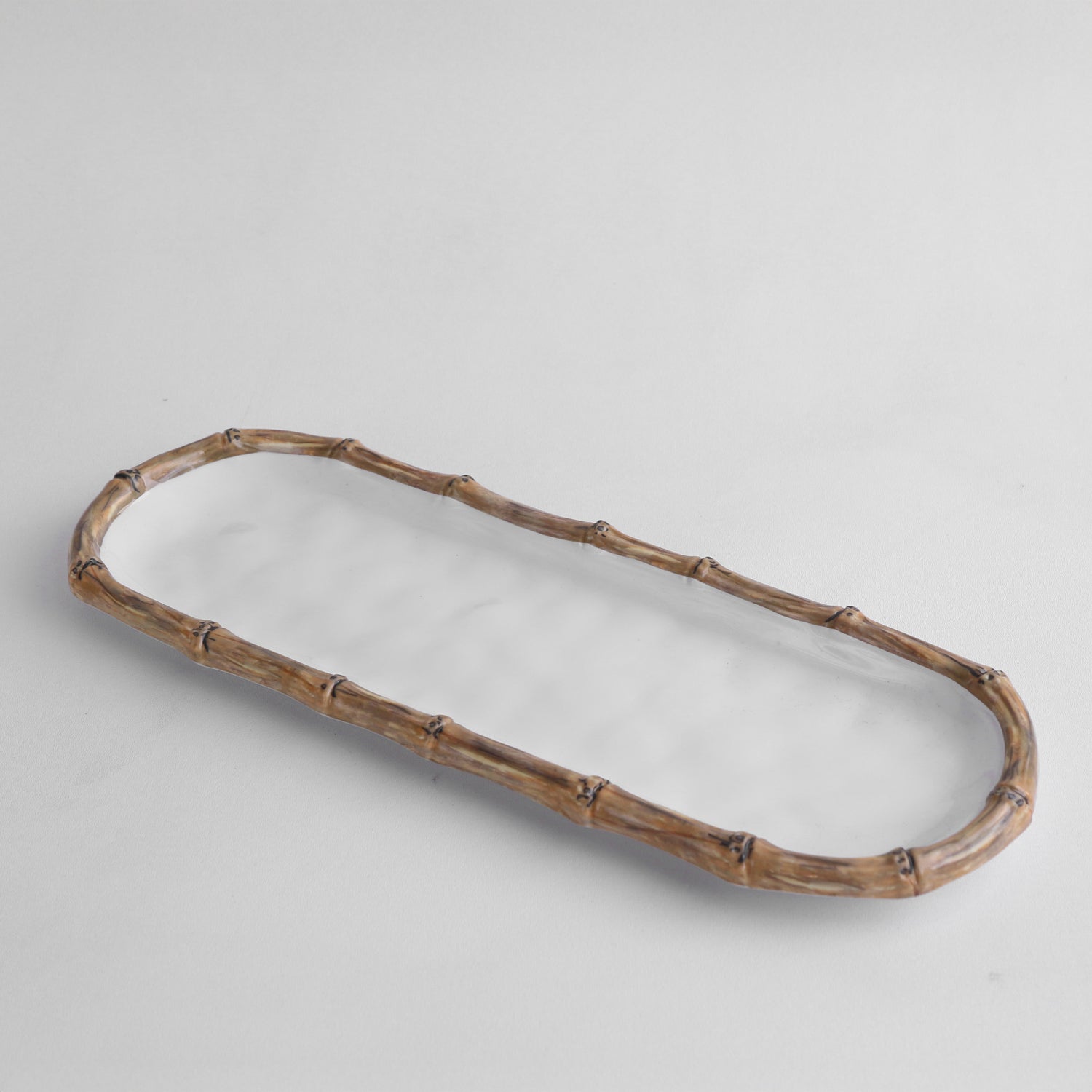 VIDA Bamboo Baguette Platter (White and Natural)