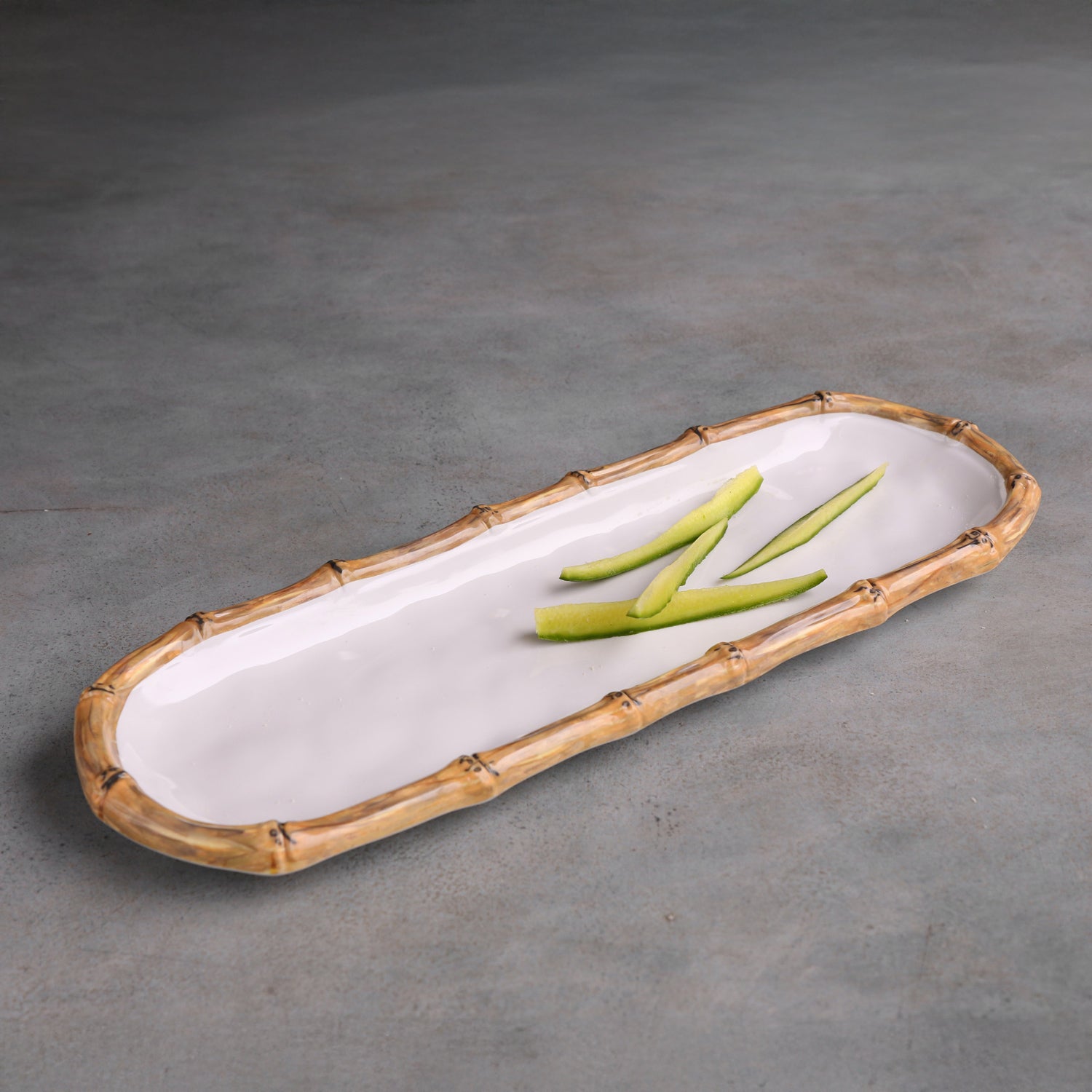 VIDA Bamboo Baguette Platter (White and Natural)