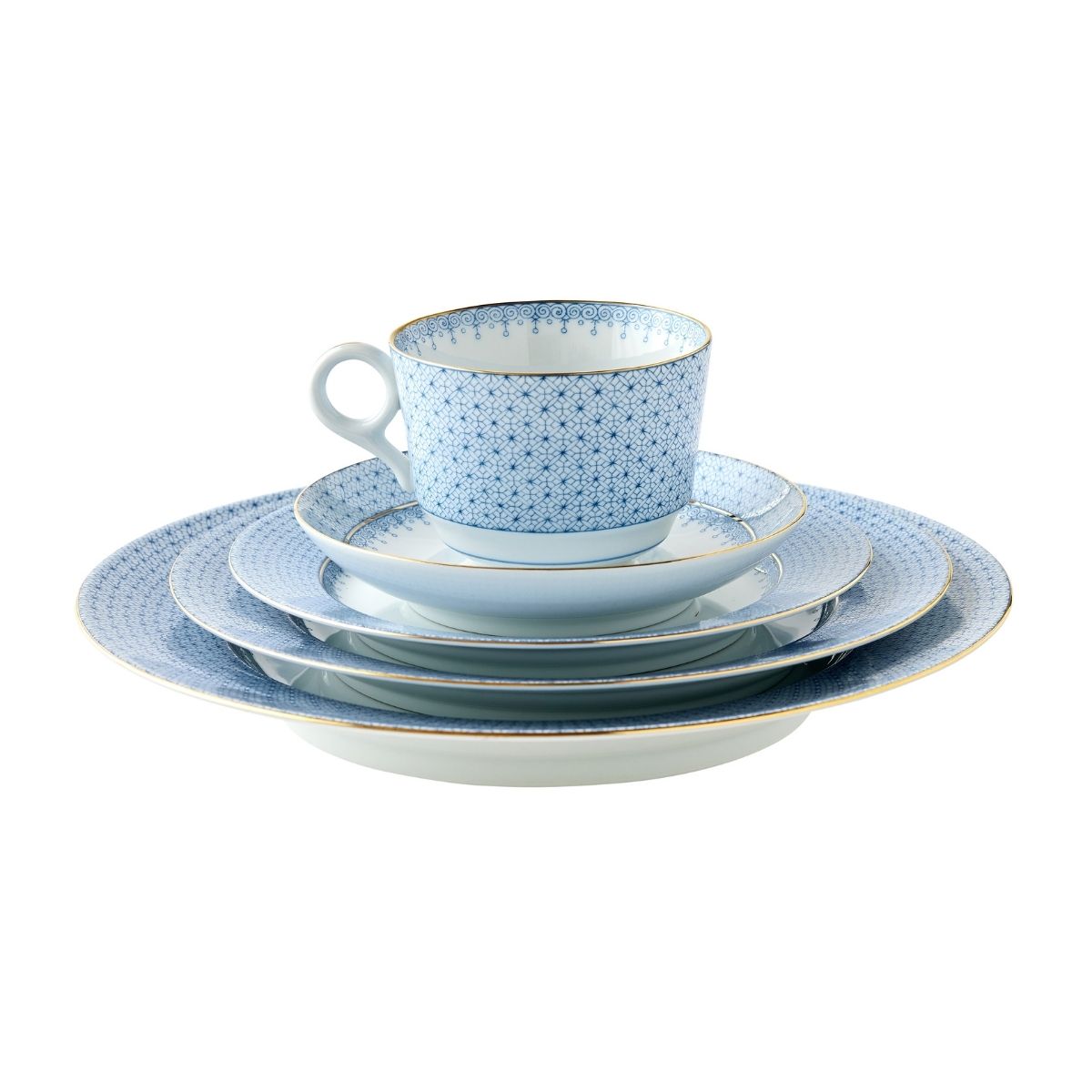 Sky Blue Lace 5 Piece Place Setting