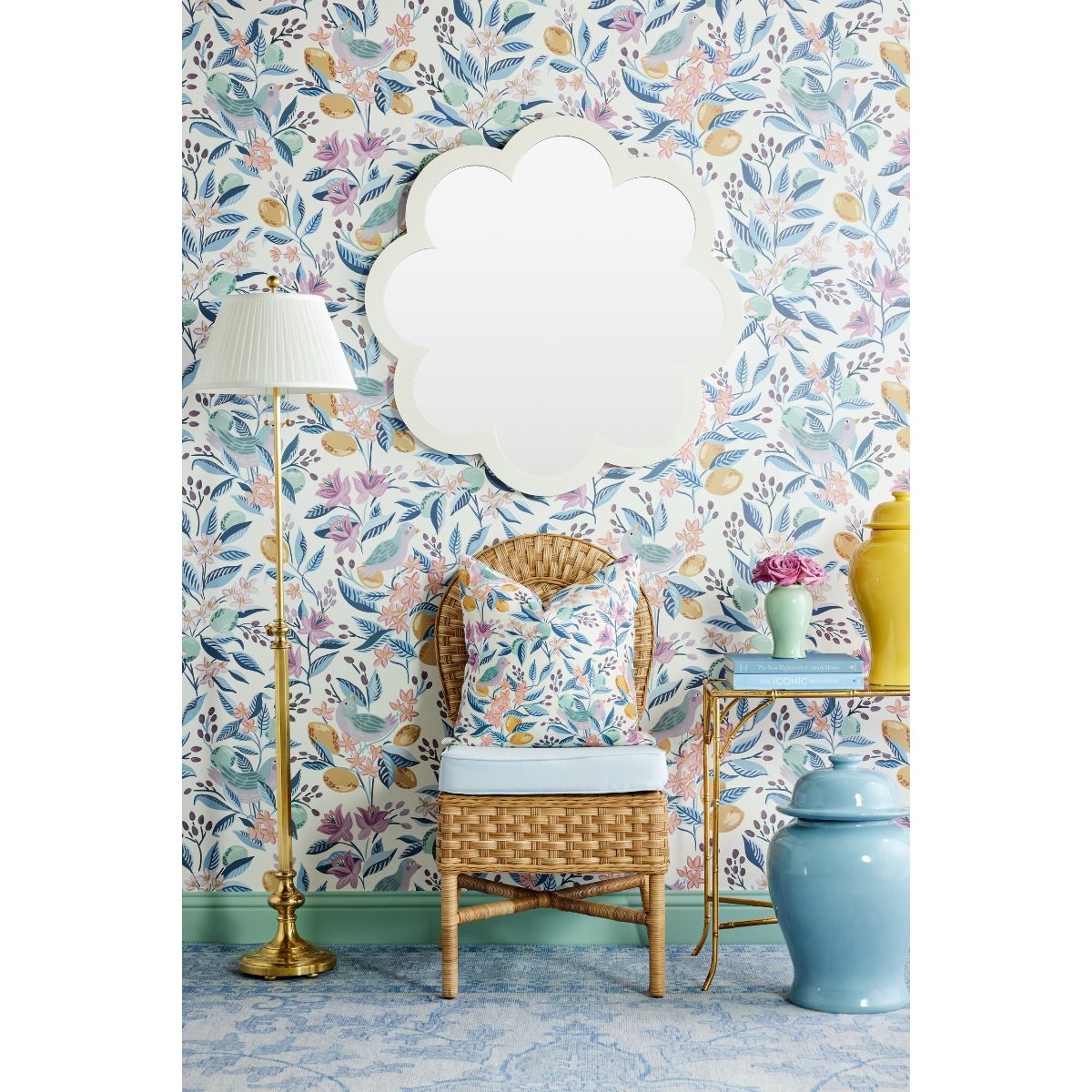 Poppy Scalloped Mirror in White