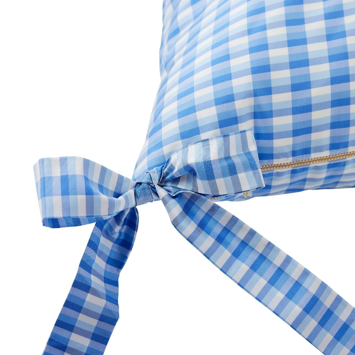 Vichy Check Bow Pillow Cover in Cornflower Blue