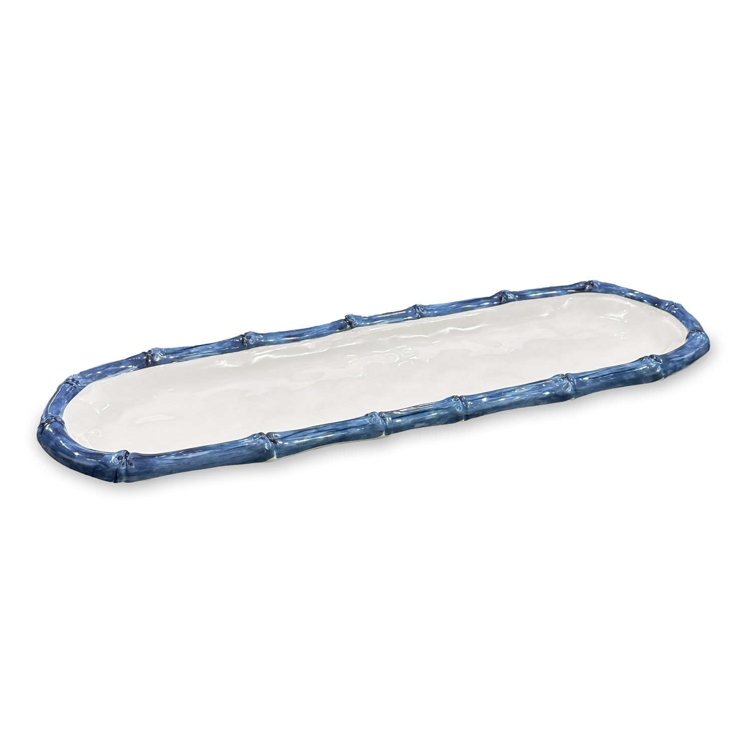 VIDA Bamboo Baguette Platter (White and Blue)