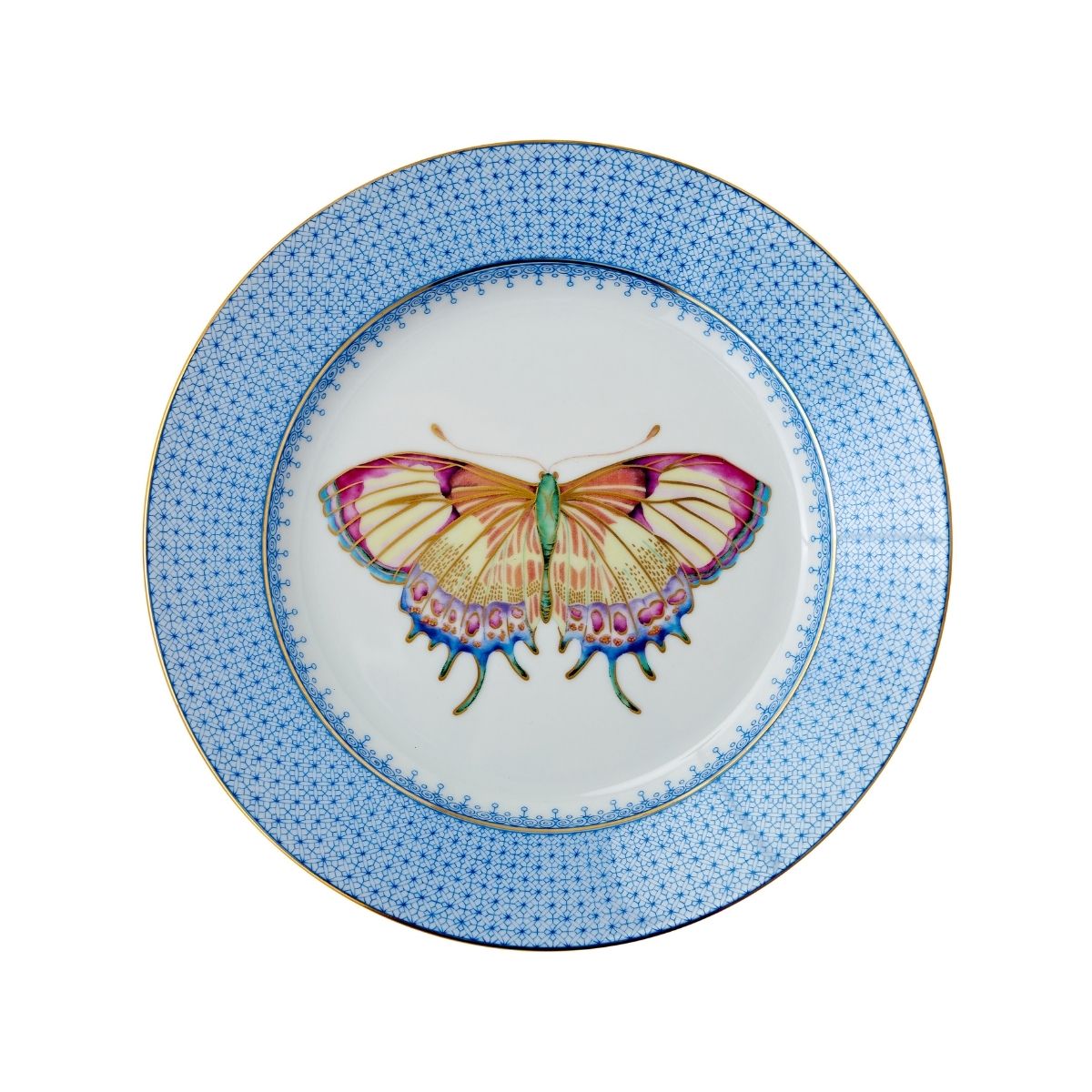 Sky Blue Lace Butterfly Dessert Plate