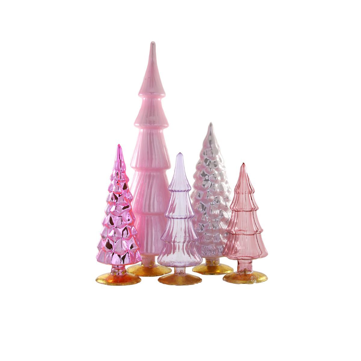 Rose Glowing Glass Tree Set of 5