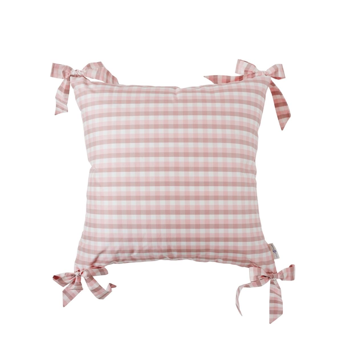 Vichy Check Bow Pillow Cover in Blush
