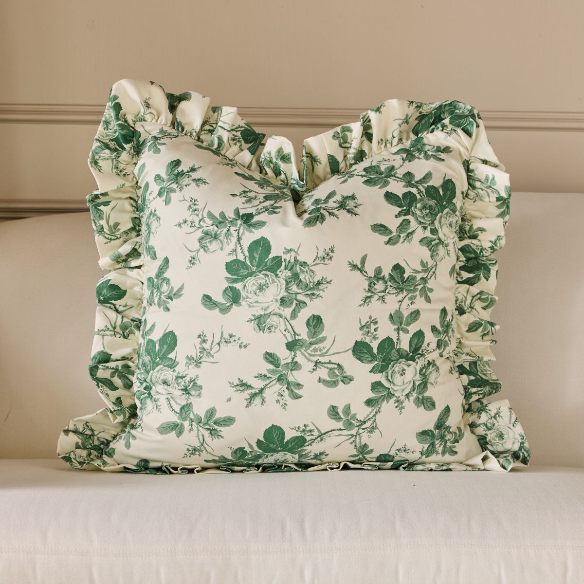 Mary Jayne in Green Frill Pillow Cover - Caitlin Wilson Design