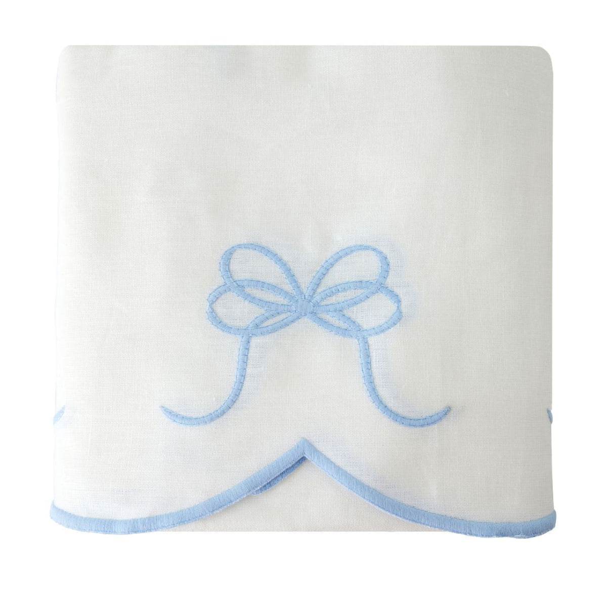 Bow Scalloped Crib Skirt in Soft Blue - Caitlin Wilson Design