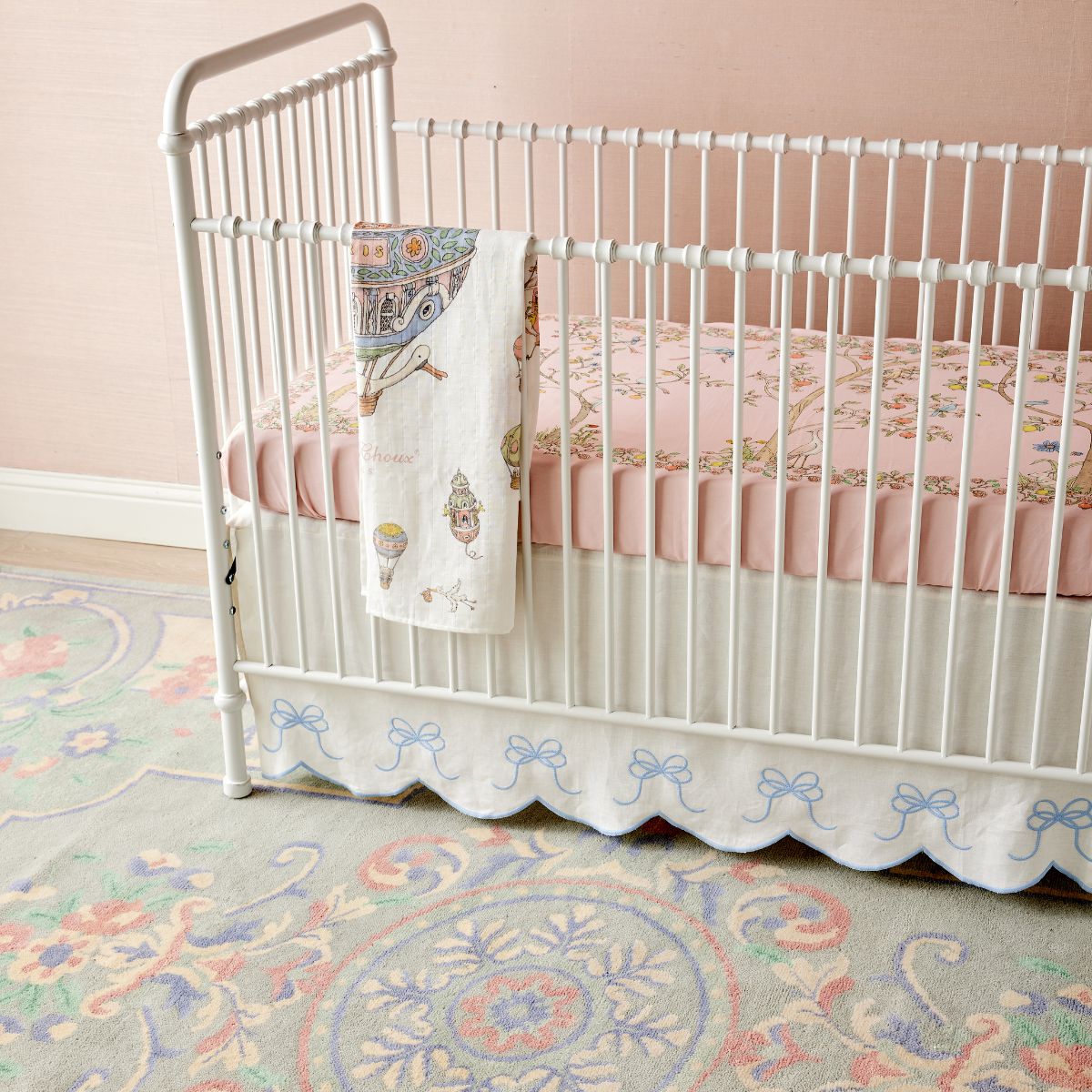 Pink and gold crib skirt hotsell