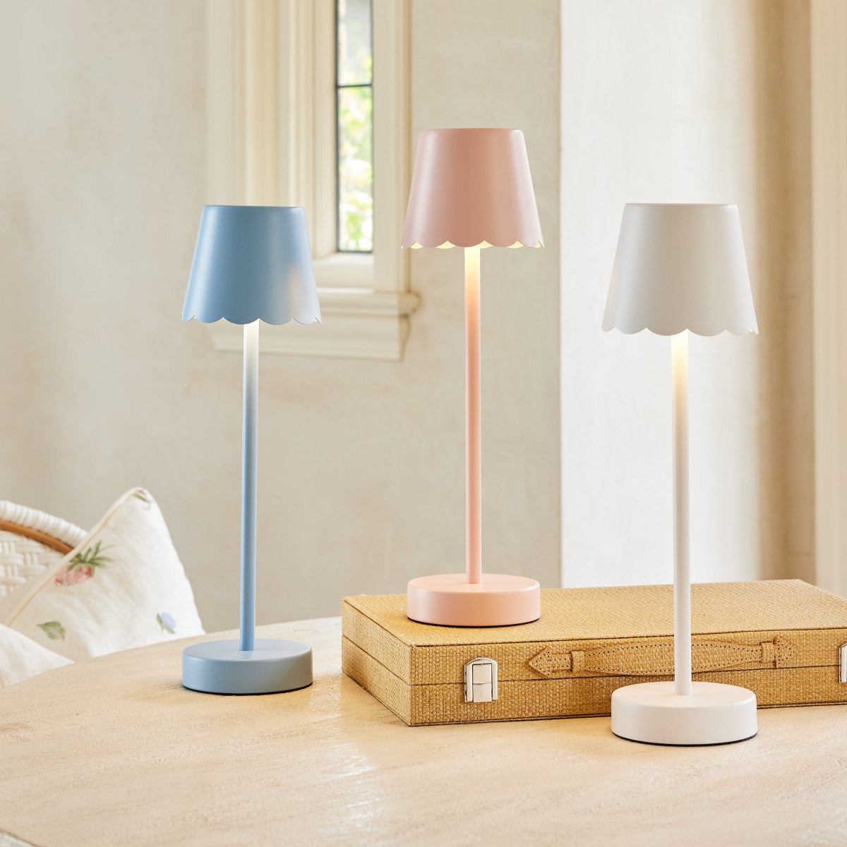 Scalloped Edge Cordless Table Lamp - Caitlin Wilson Designs
