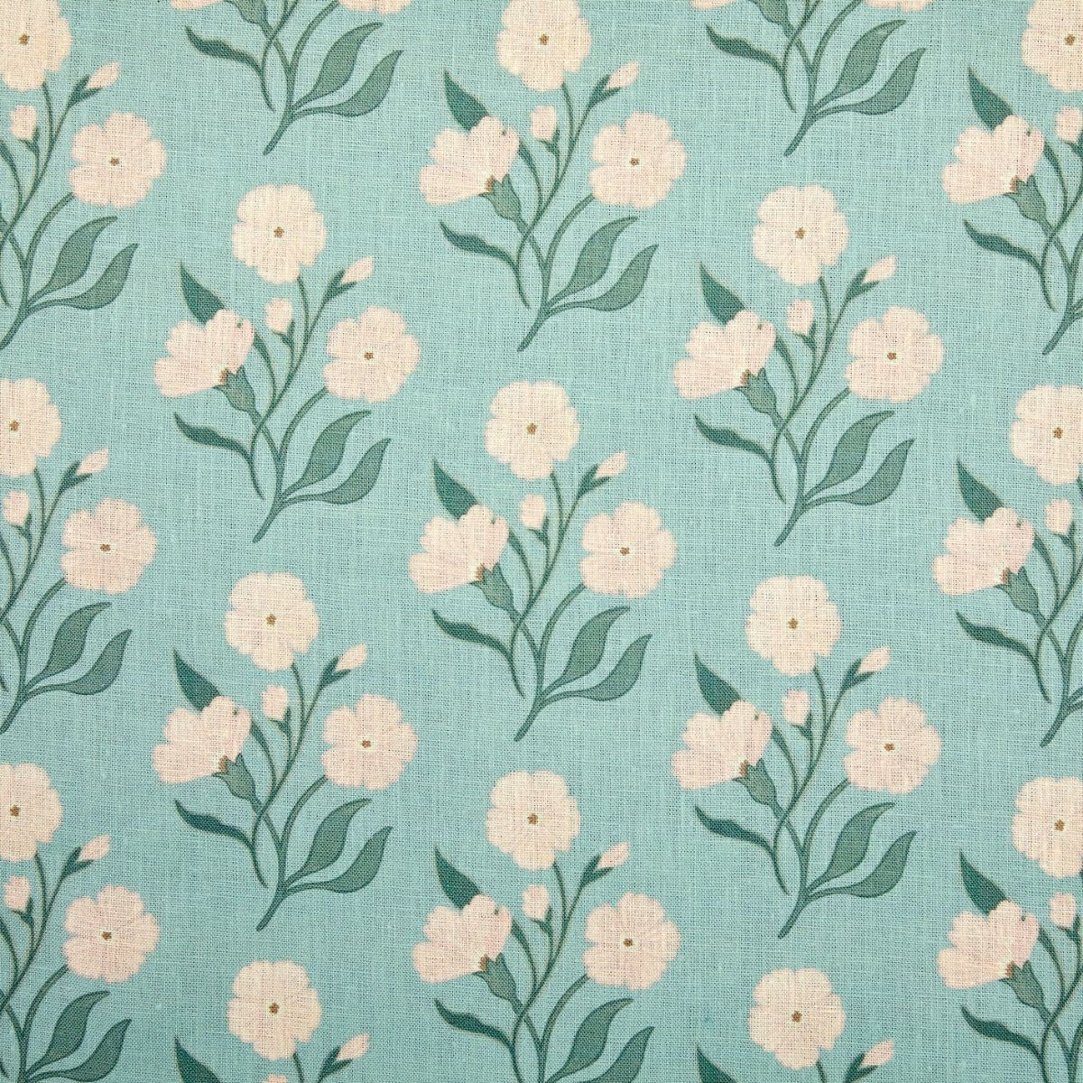 Blush Petal Print Fabric in Jade Green