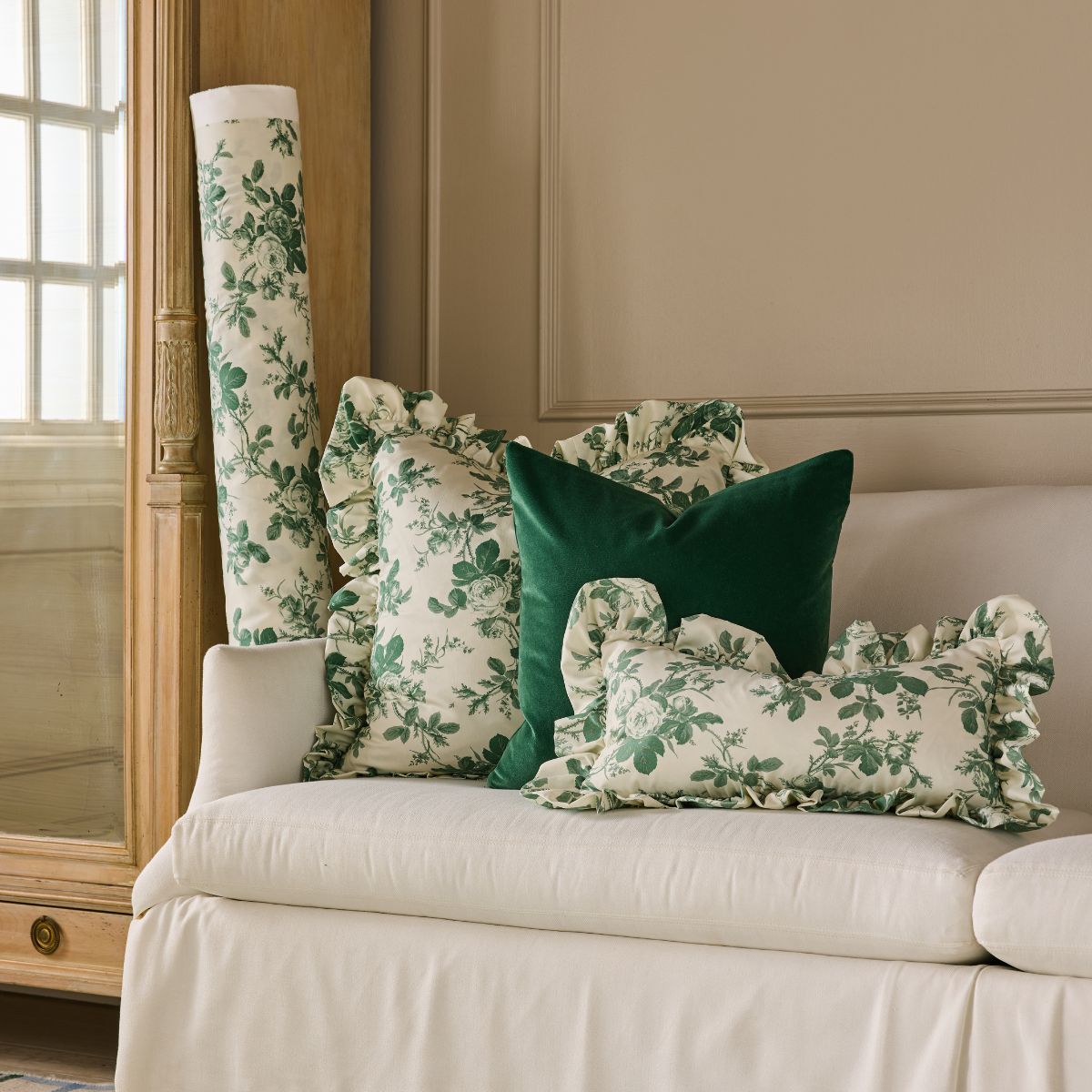 Mary Jayne in Green Frill Pillow Cover - Caitlin Wilson Design