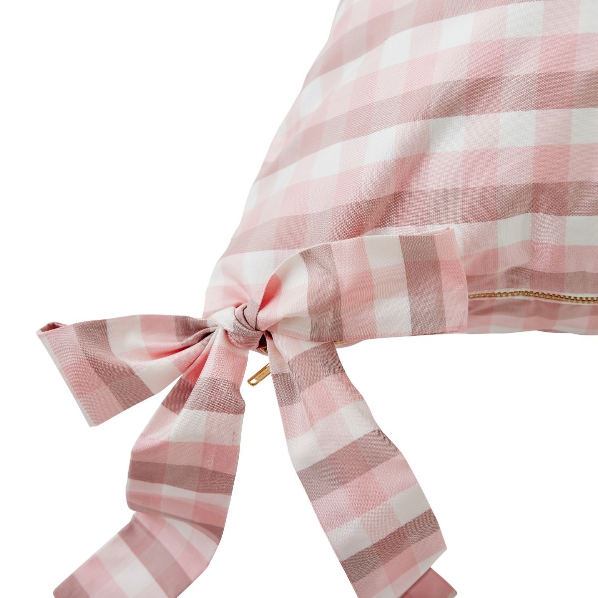 Vichy Check Bow Pillow in Blush