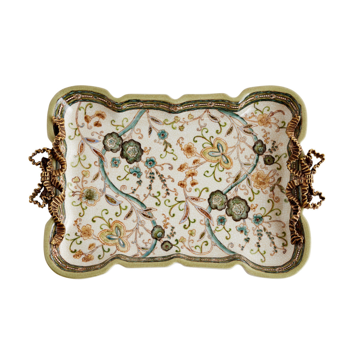 Chinoiserie Bow Handle Tary in Vert de Terre - Caitlin Wilson Designs