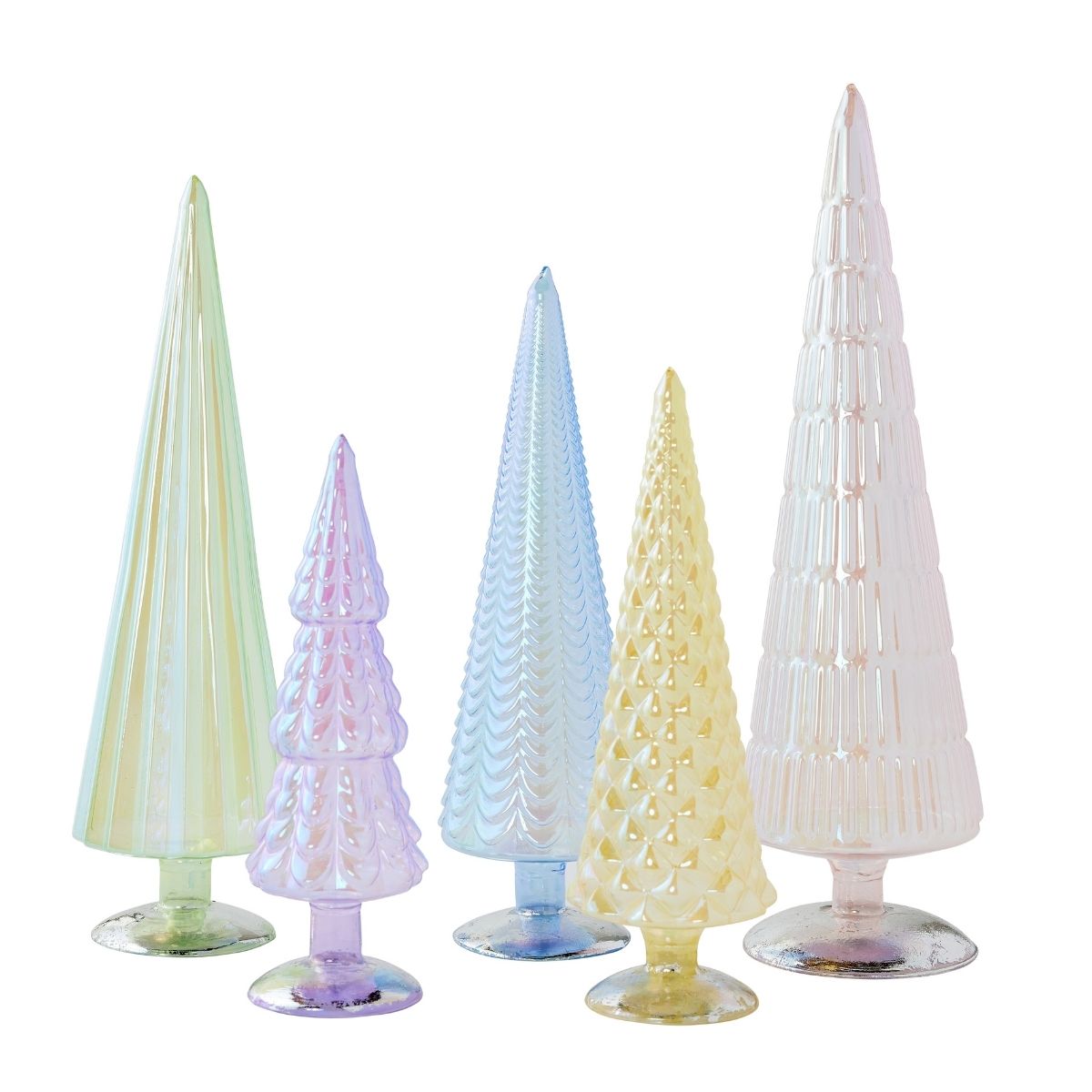 Pastel Glowing Glass Tree Set of 5