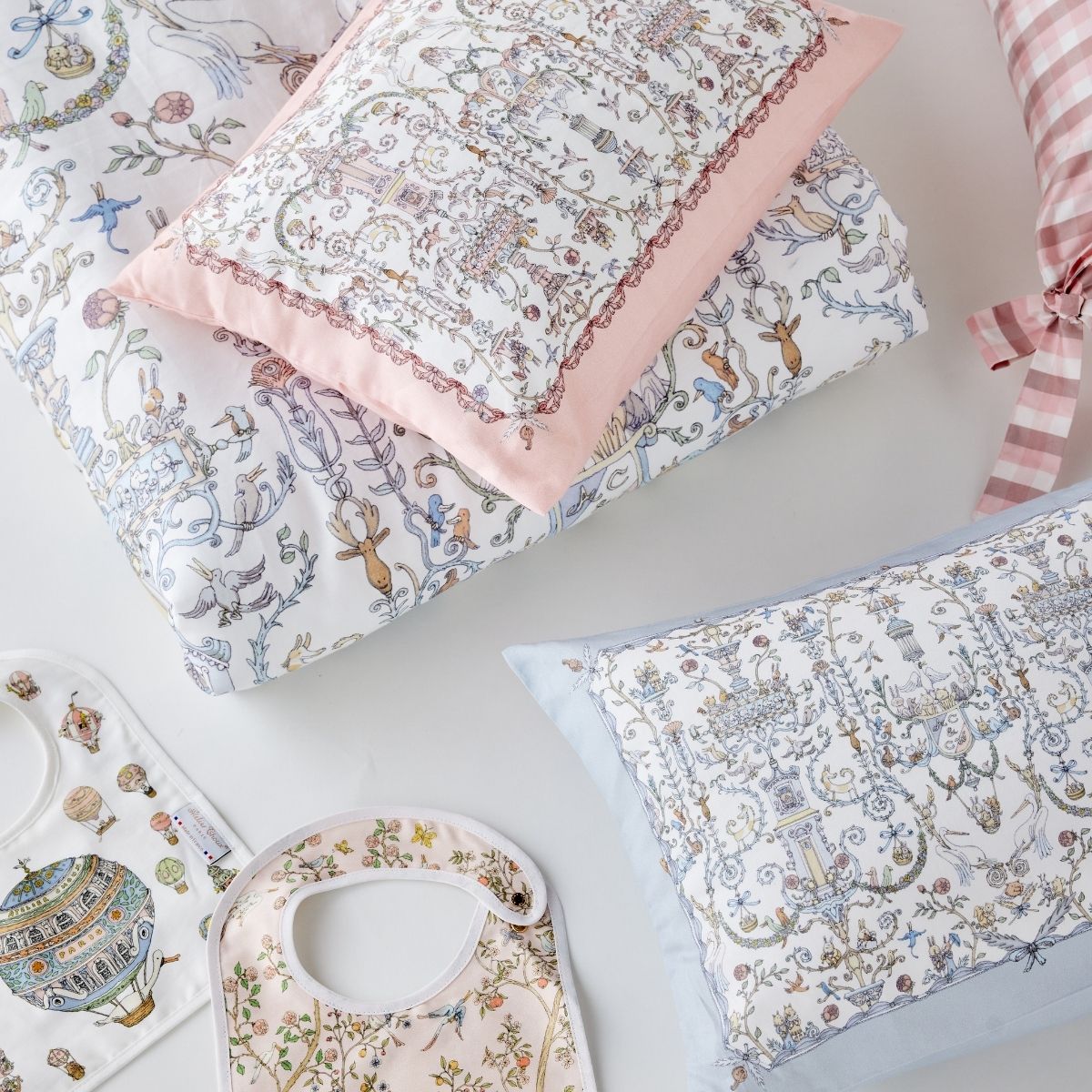 Satin Pillow Cover Toile de Jouy Pink - Atelier Choux x Caitlin Wilson