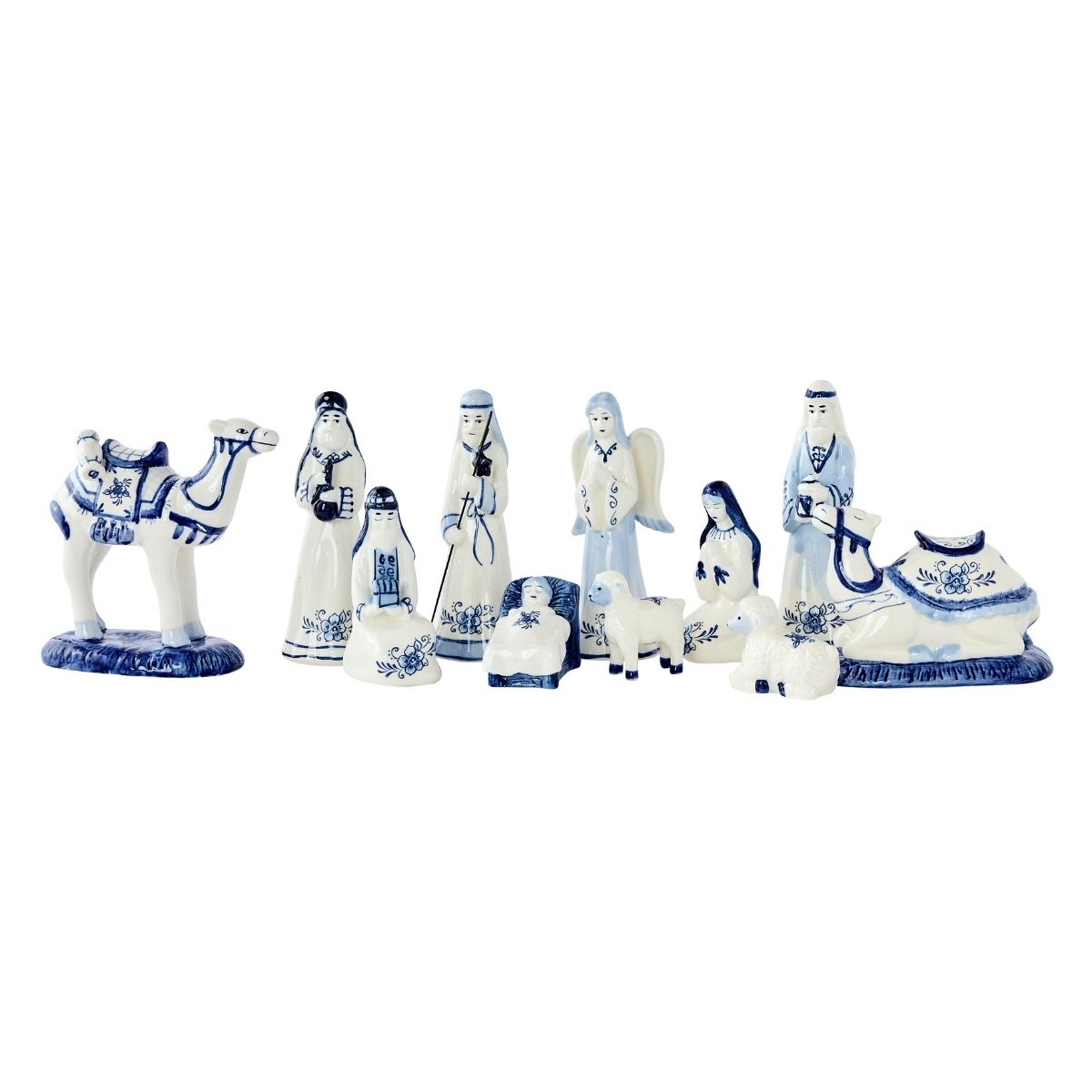 Blue & White Nativity Set